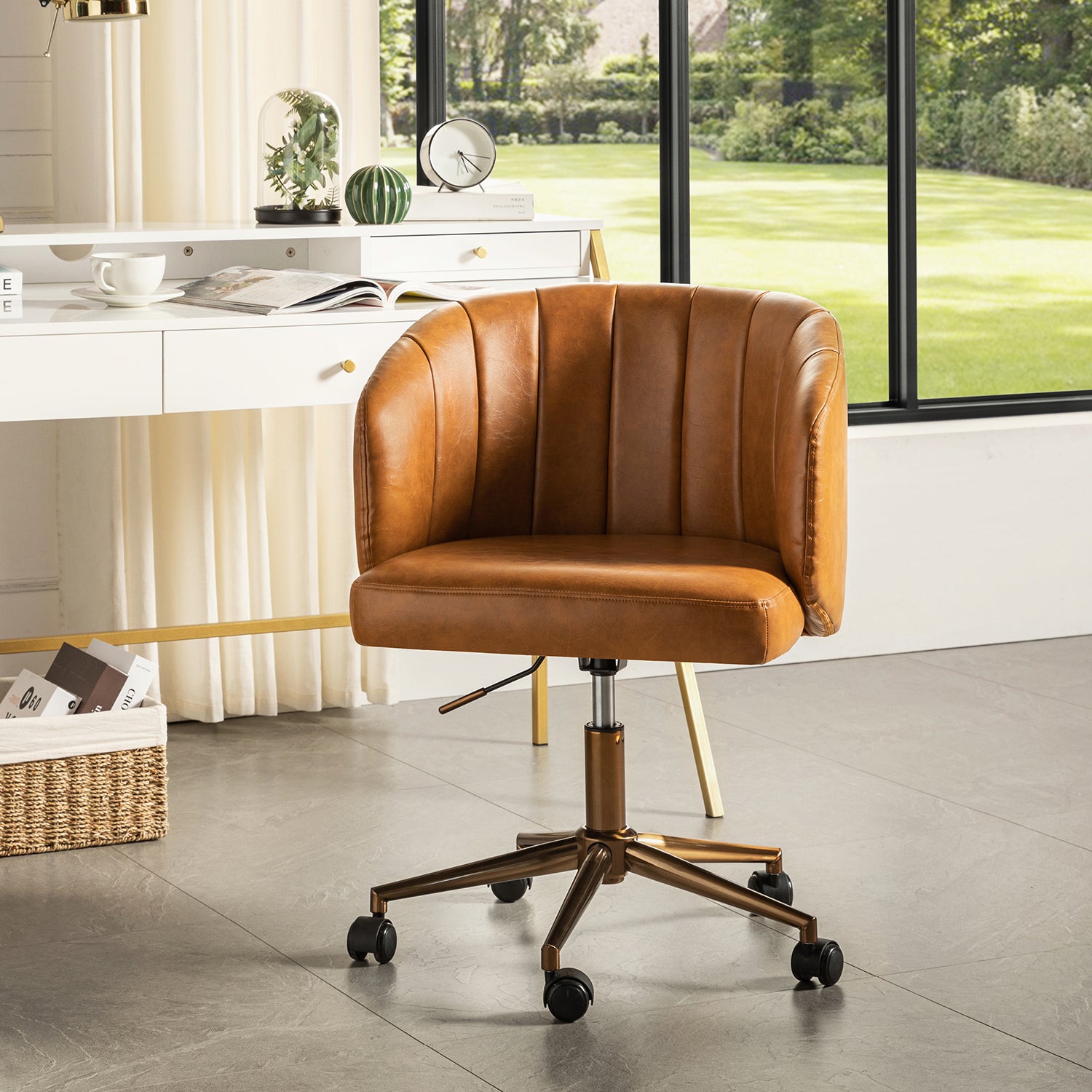 Eugene Vegan Leather Task Chair in Camel