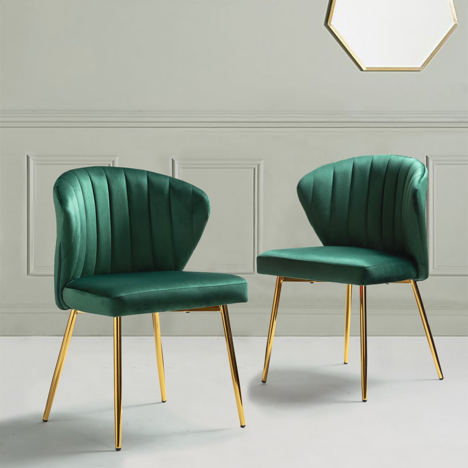 Milia Dining Chair Set of 2 in Green