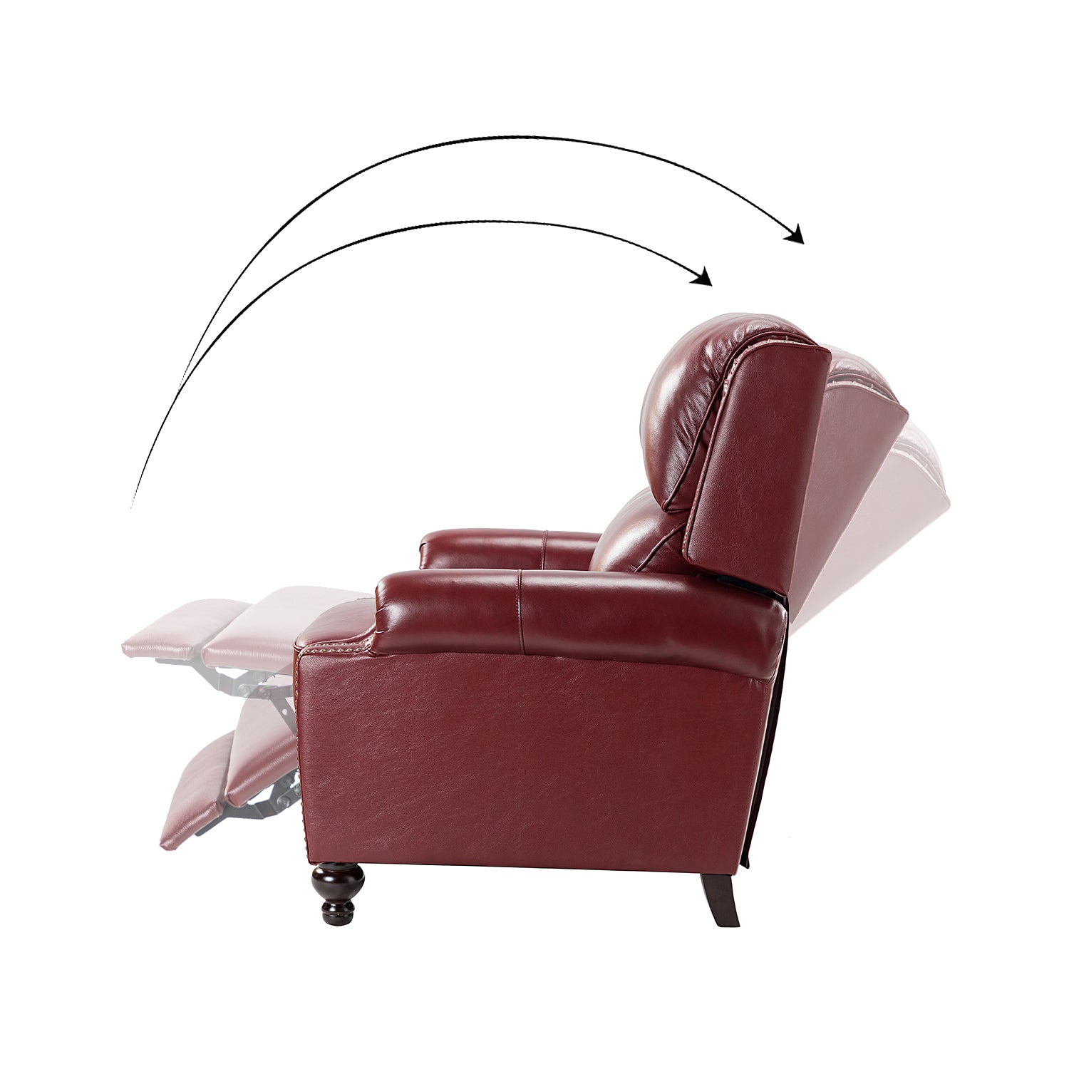 Franco Genuine Leather Recliner in Burgundy