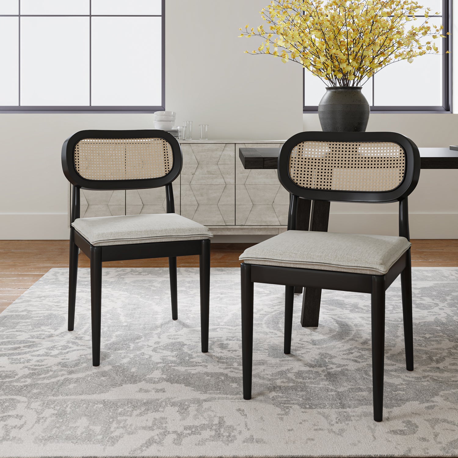 Konstantin Ratten Dining Chair Set of 2 in Black
