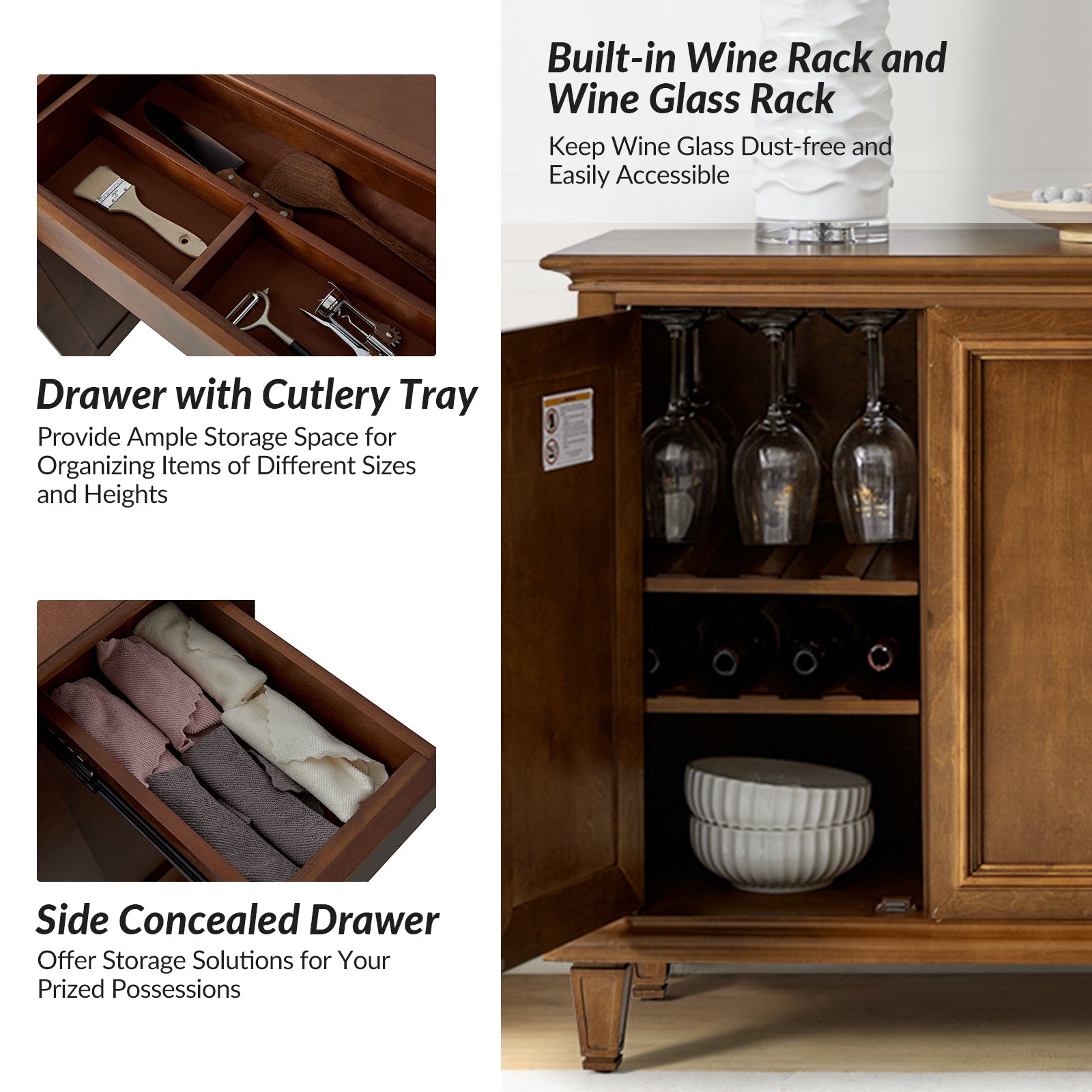 Erwin Sideboard with Wine Bottle Storage in Walnut