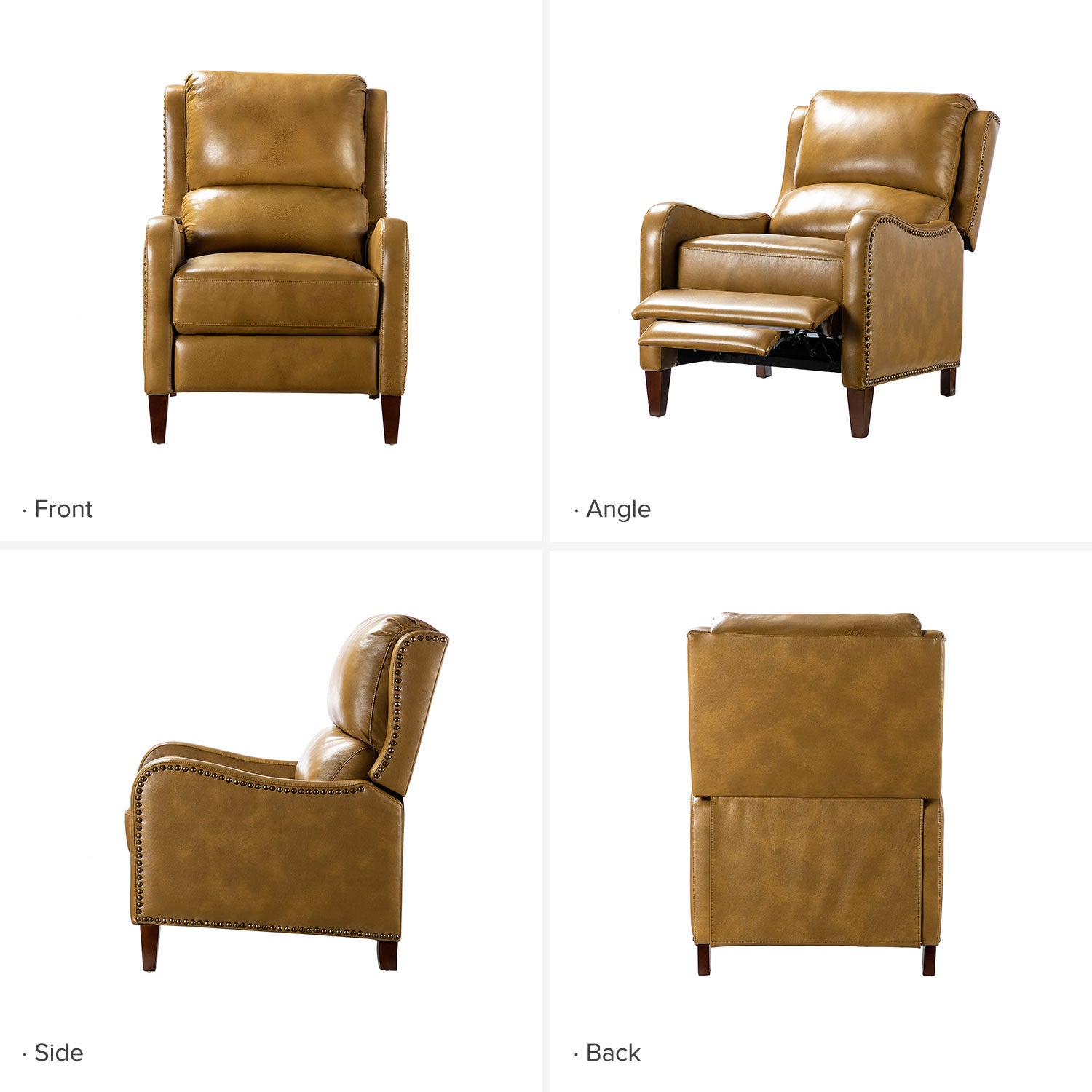 Hyde Genuine Leather Recliner in Camel