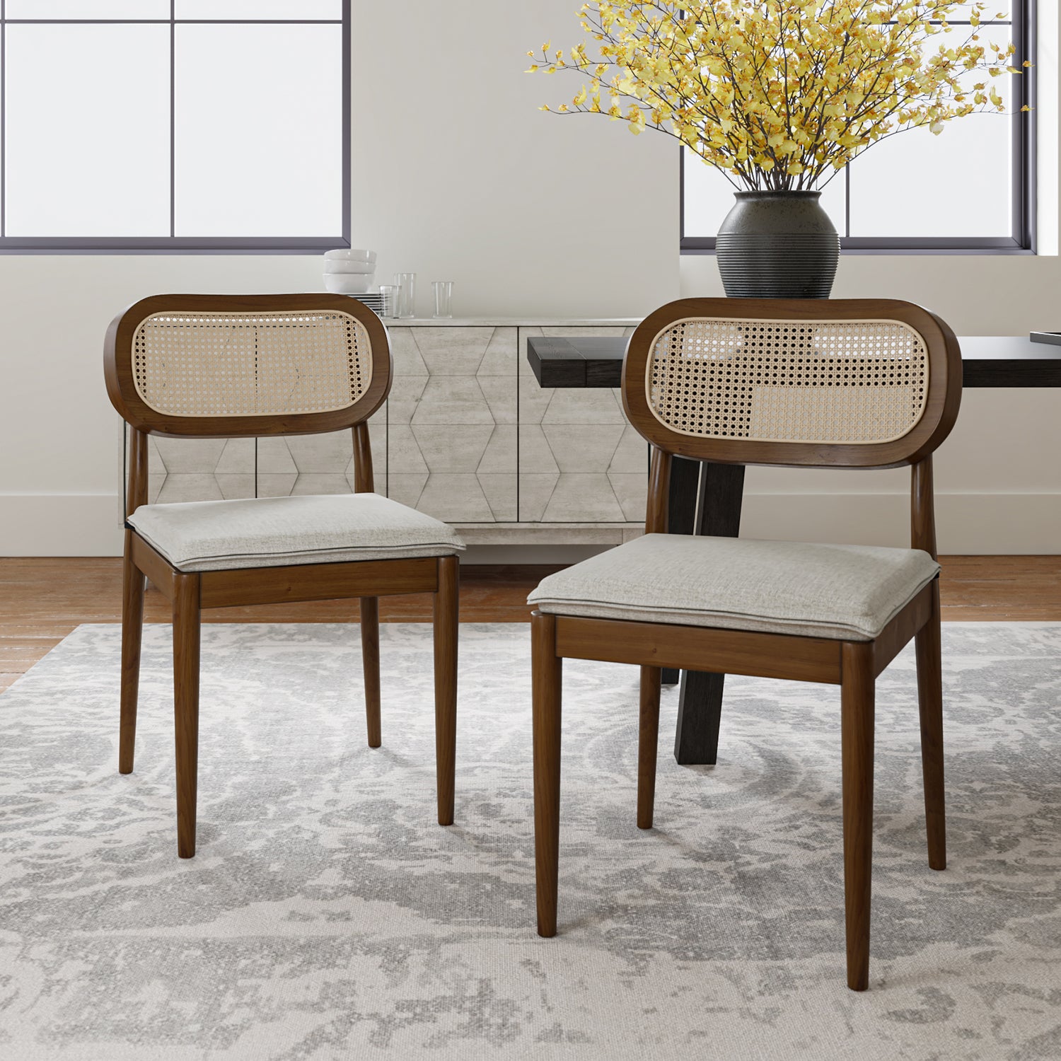 Konstantin Ratten Dining Chair Set of 2 in Acorn