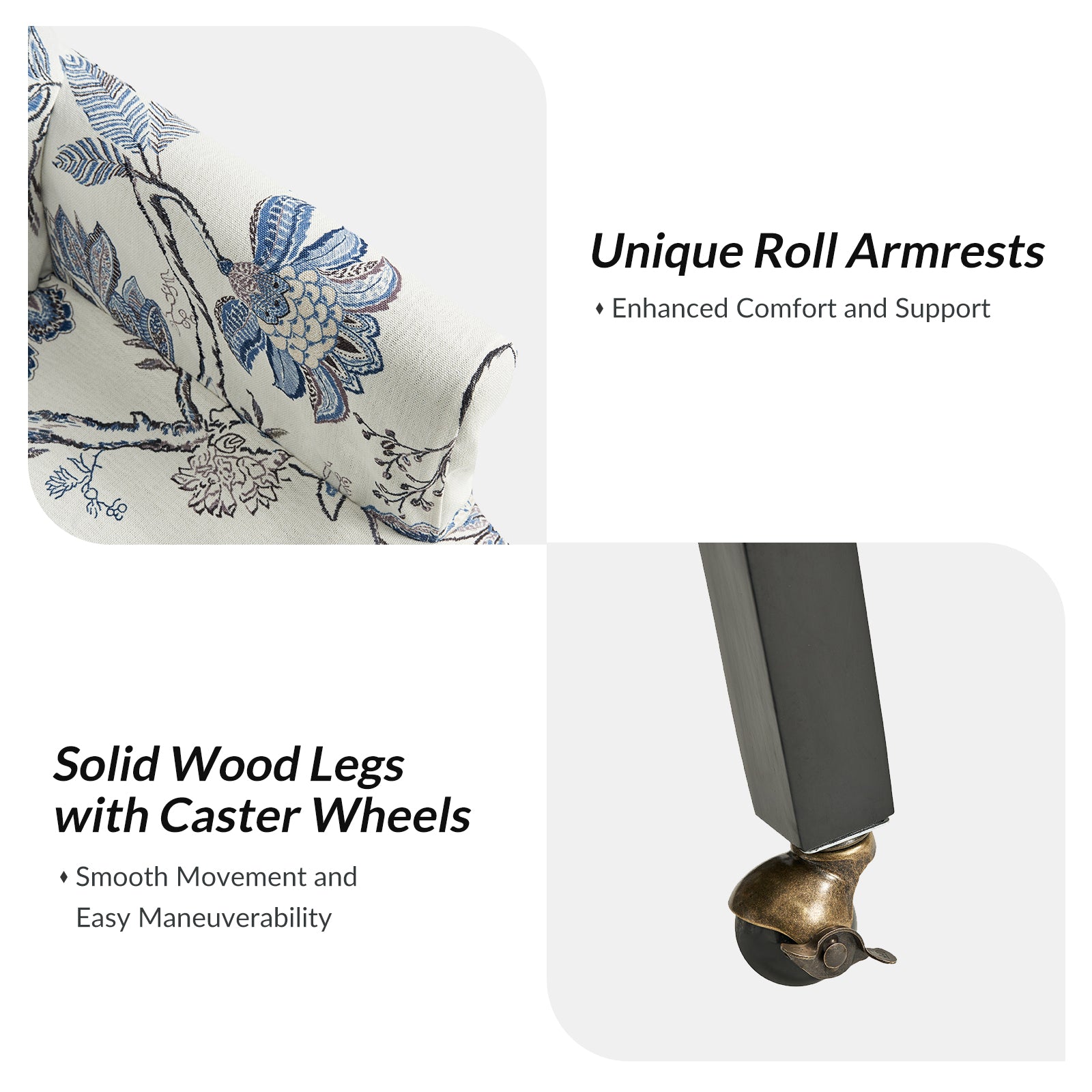 Kanrad Slipcover Dining Chair with Casters in Jeacobean