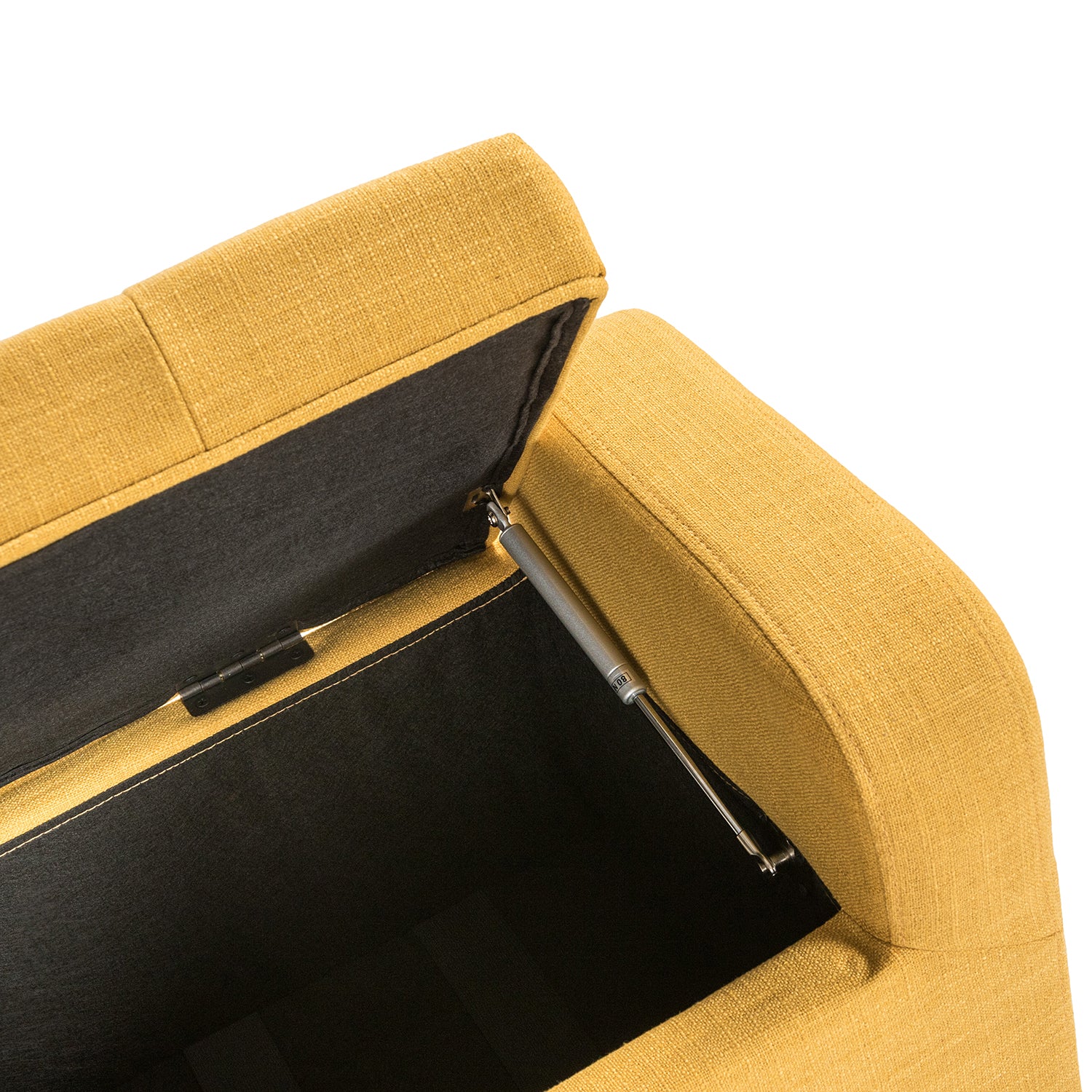 Jason Upholstered Flip Top Storage Bench in Mustard