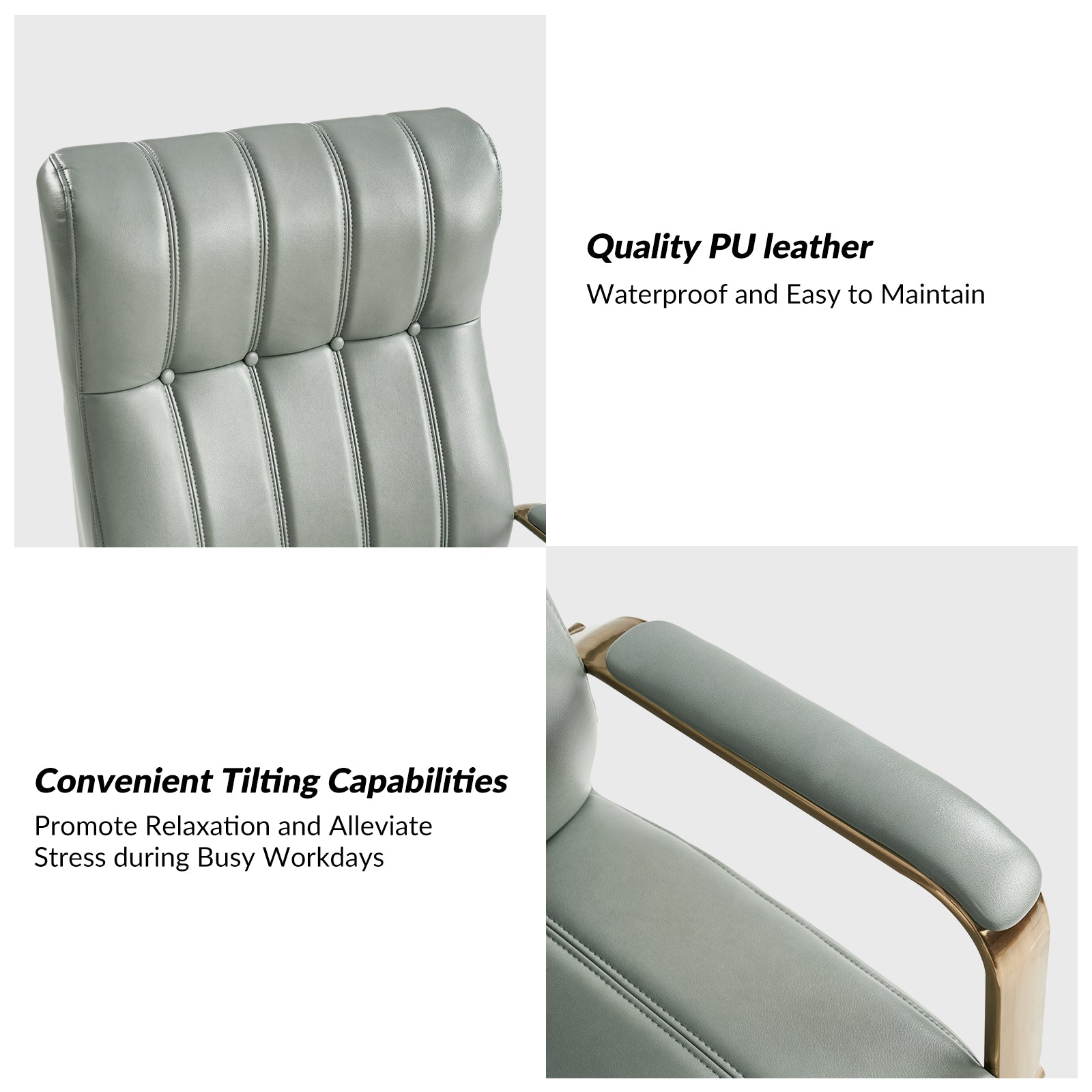 Conan Leather Ergonomic Executive Office Chair in Sage