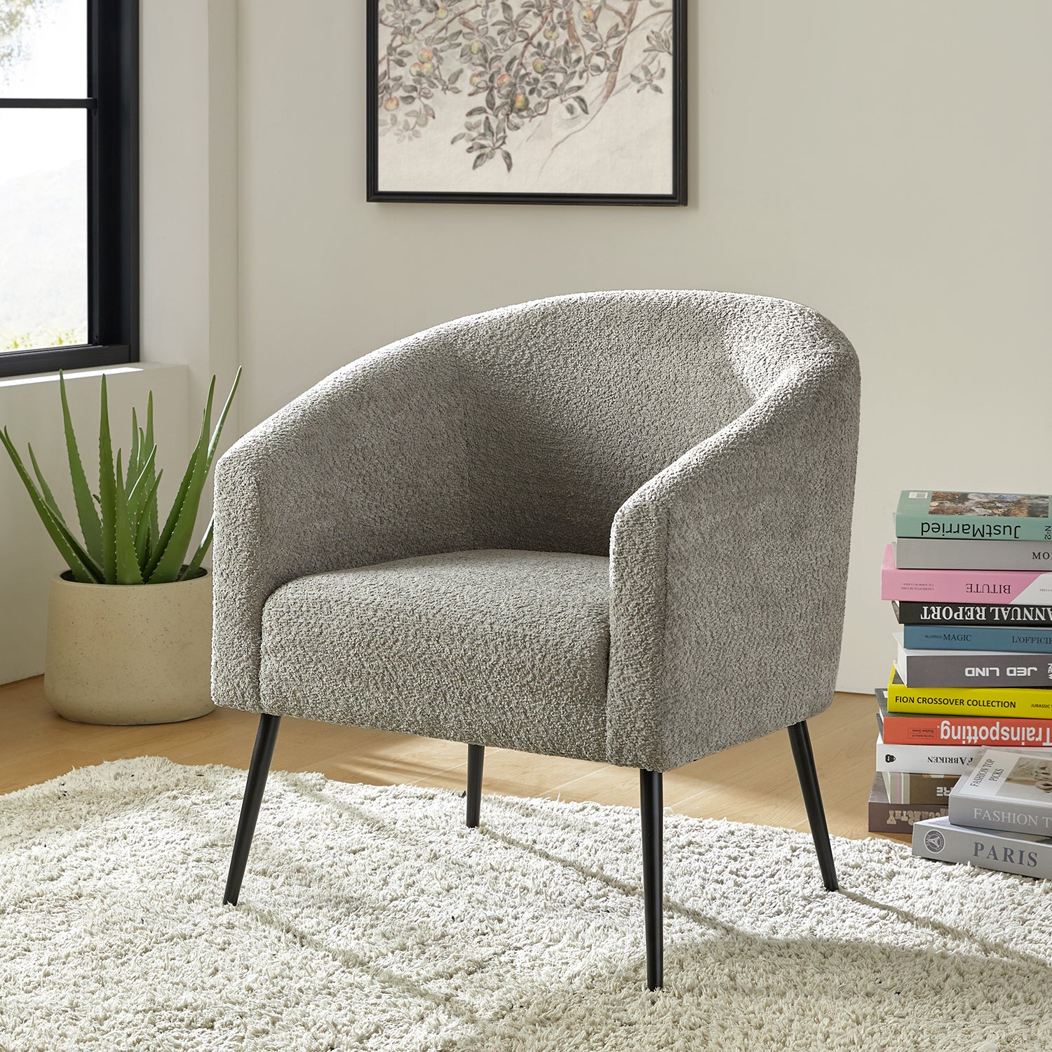 George Modern Boucle Armchair in Grey