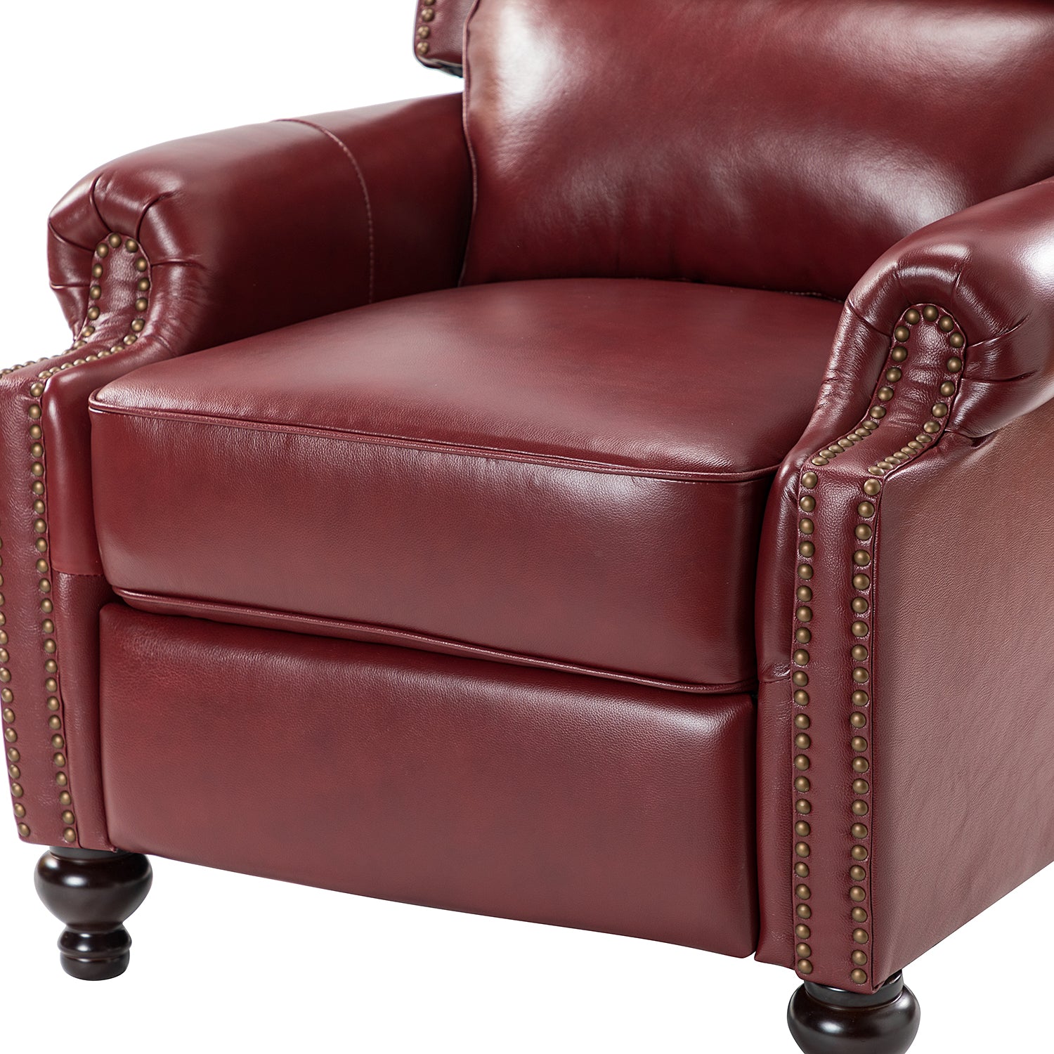 Franco Genuine Leather Recliner in Burgundy