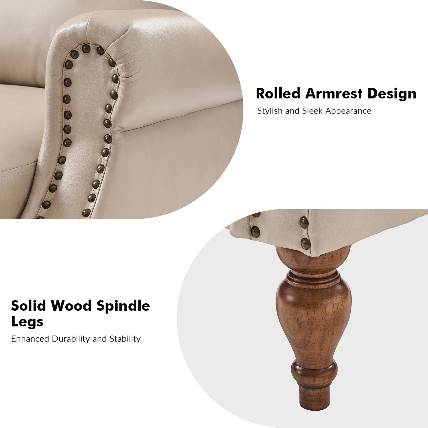 Rosalie Vegan Leather Manual Recliner in Beige