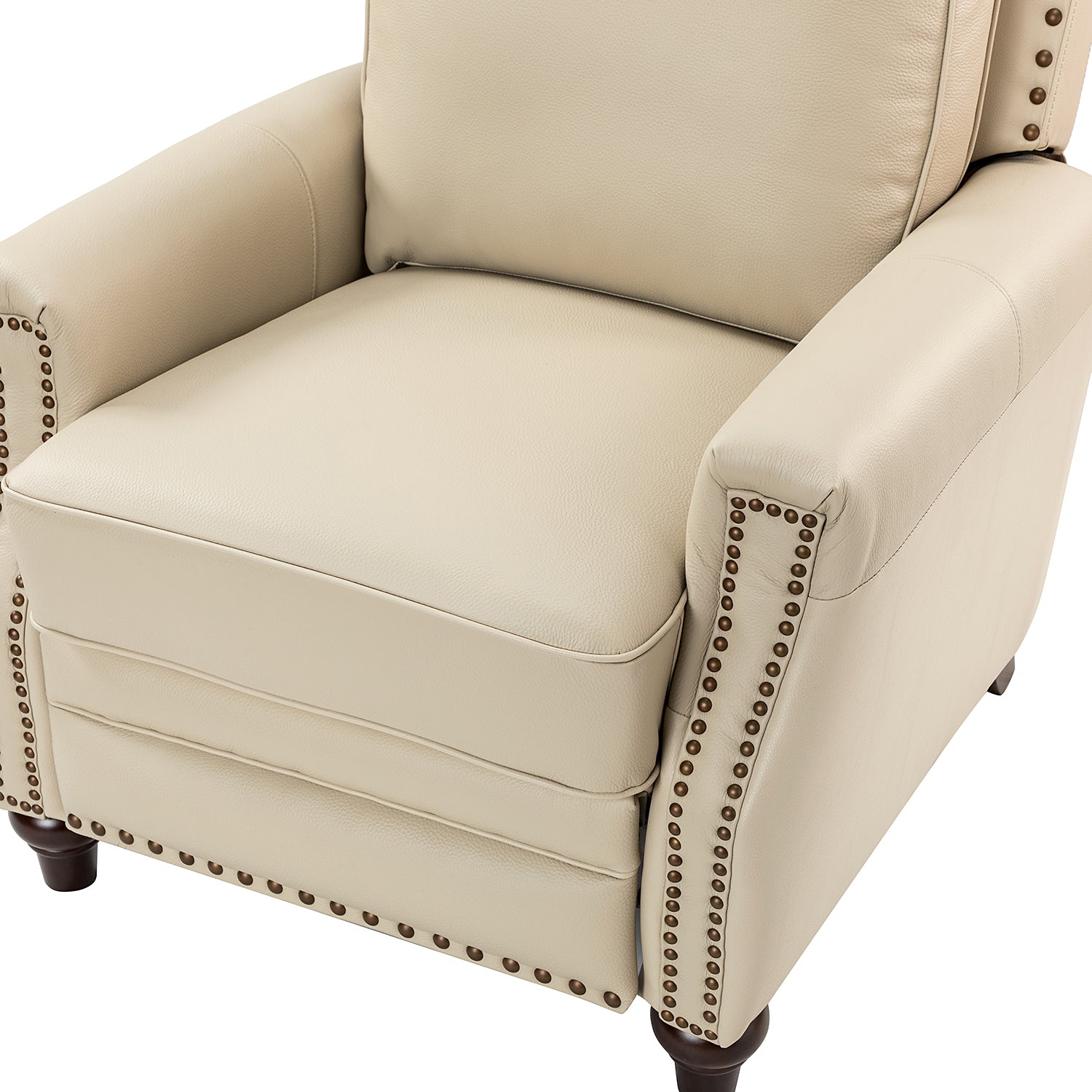 Amil Genuine Leather Recliner in Beige