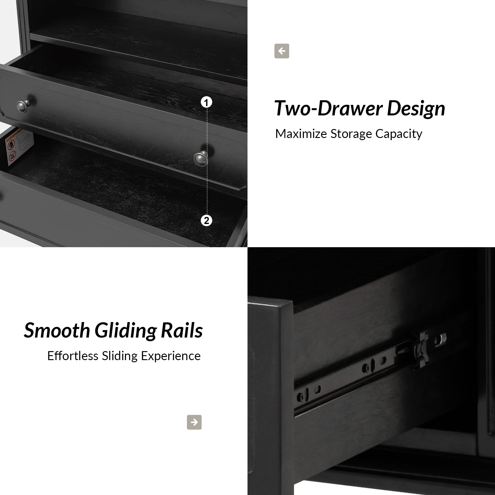 Davide Nightstand in Black