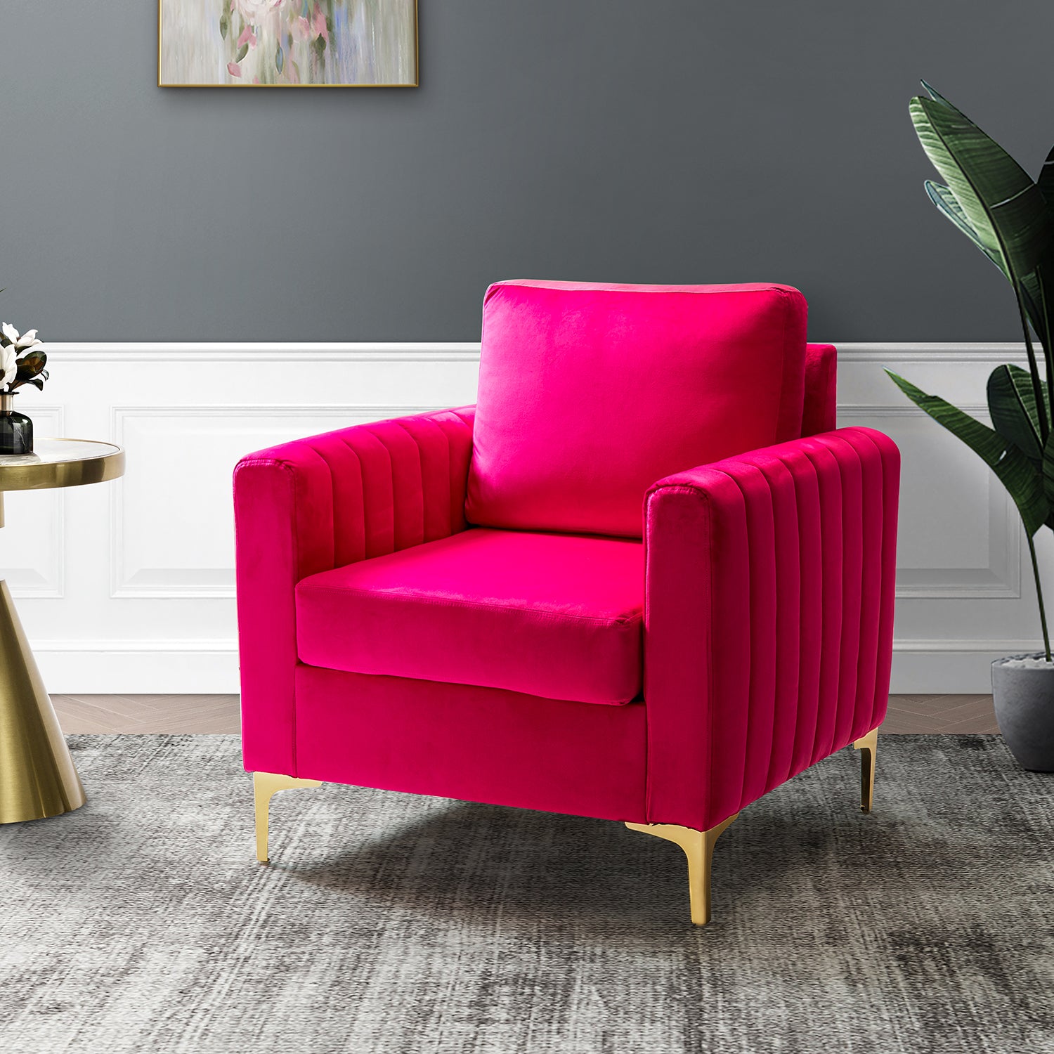 Ganymedes Club Chair in Fuchsia