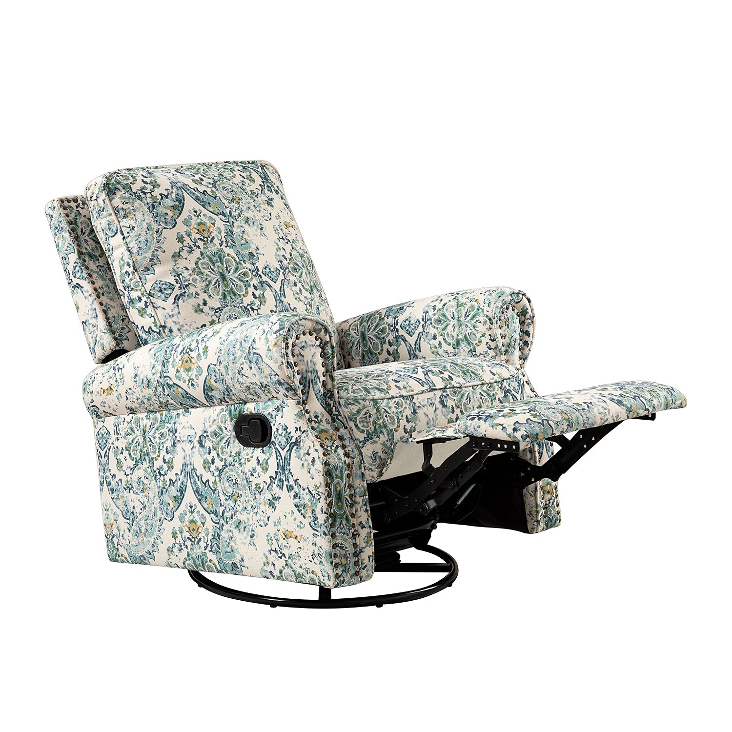 Kaspar Manual Swivel Glider Recliner in Blue