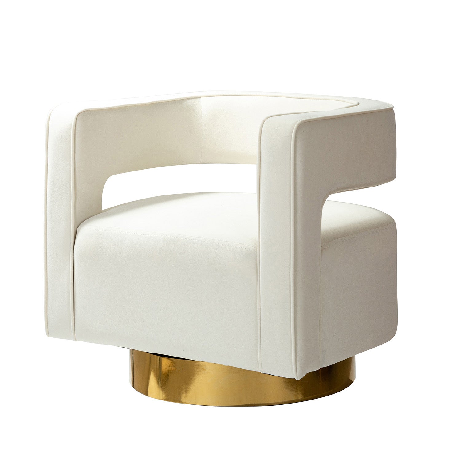 Blanca Swivel Barrel Chair in Ivory