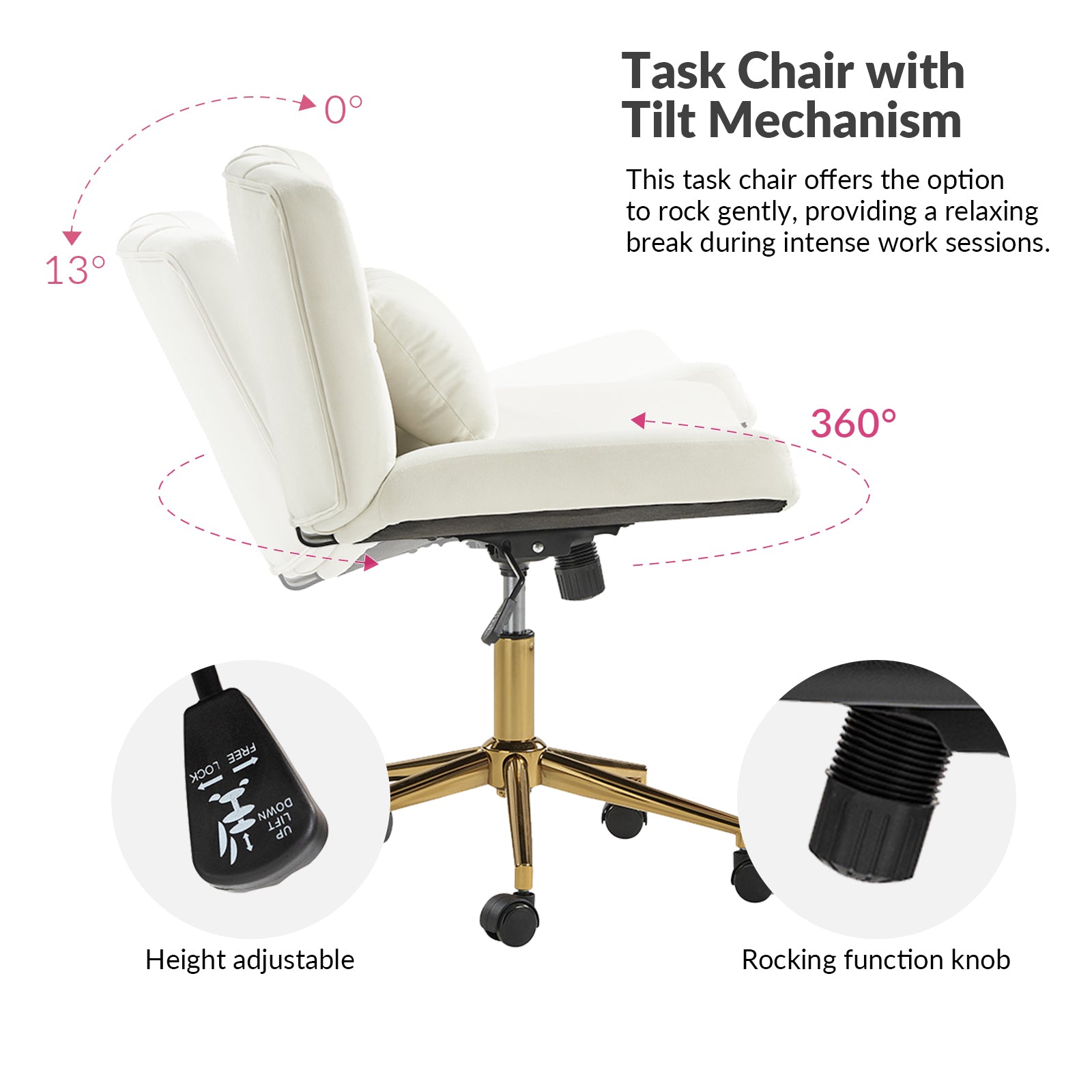 Violet Office Chair in Ivory