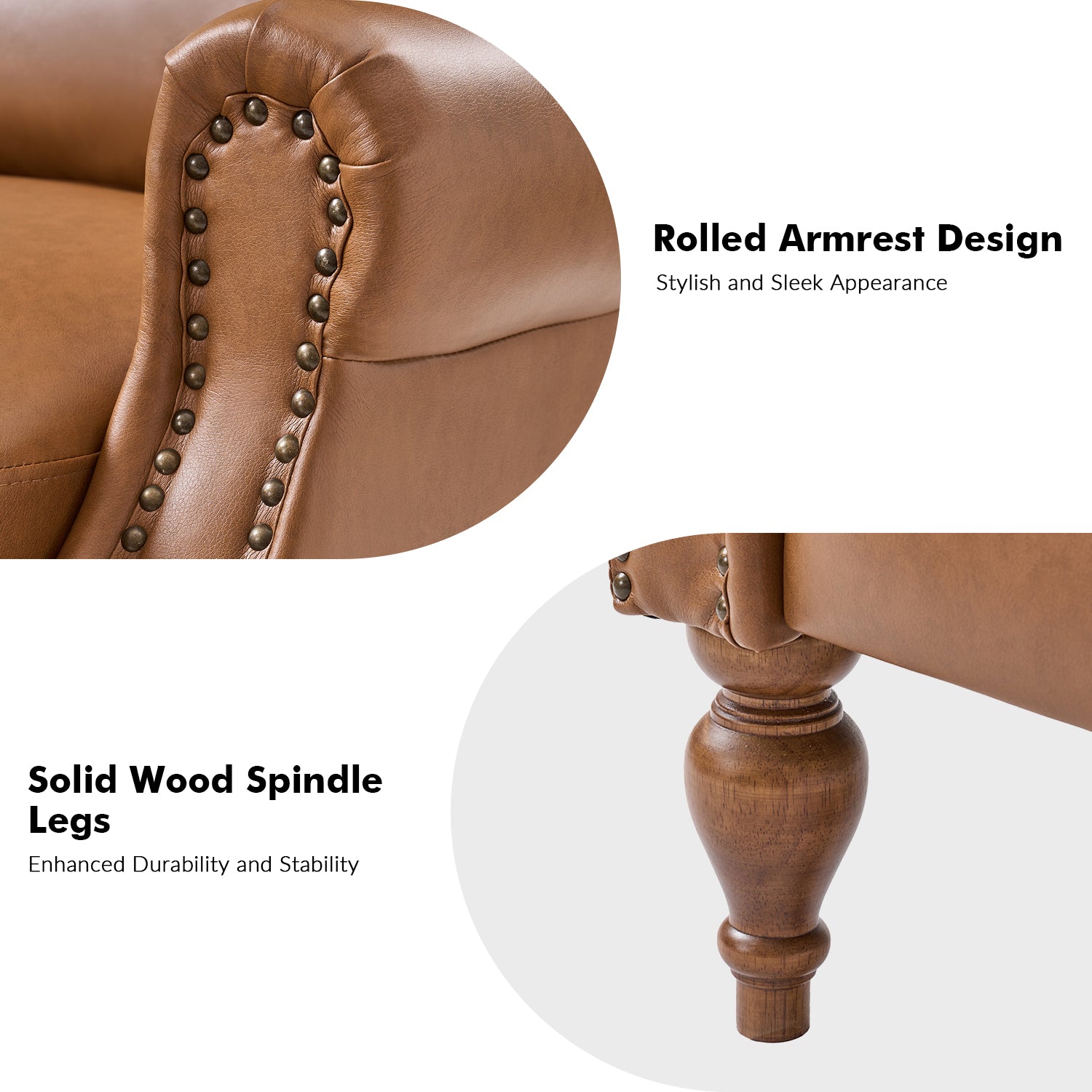 Rosalie Vegan Leather Manual Recliner in Camel