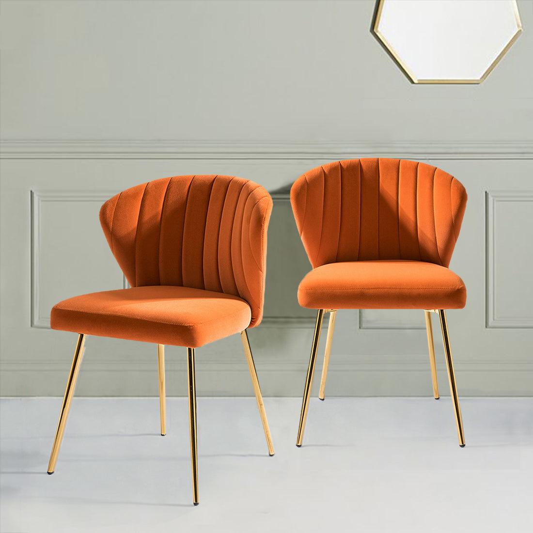 Milia Dining Chair Set of 2 in Orange