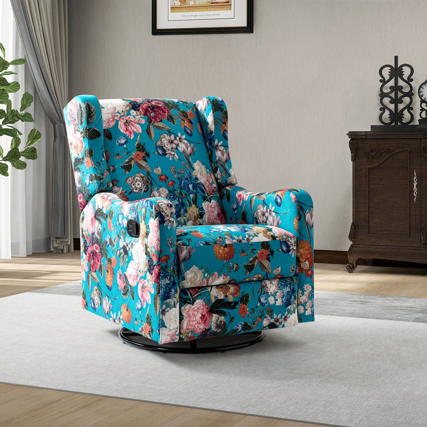 George Manual Swivel Glider Recliner in Peacock