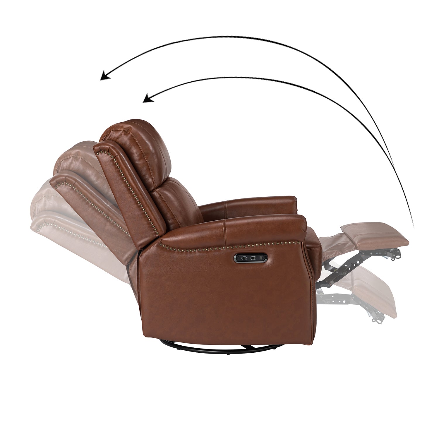 Kaietan Genuine Leather Power Rocking Recliner in Brown