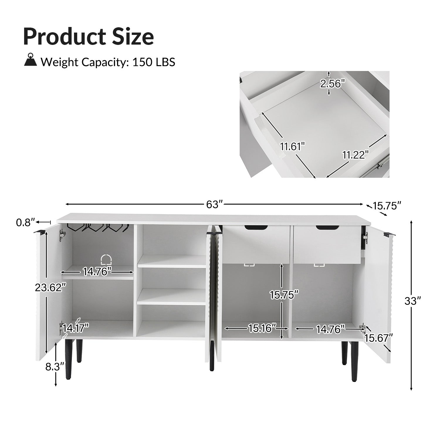 Burkart 4 Door Sideboard in White