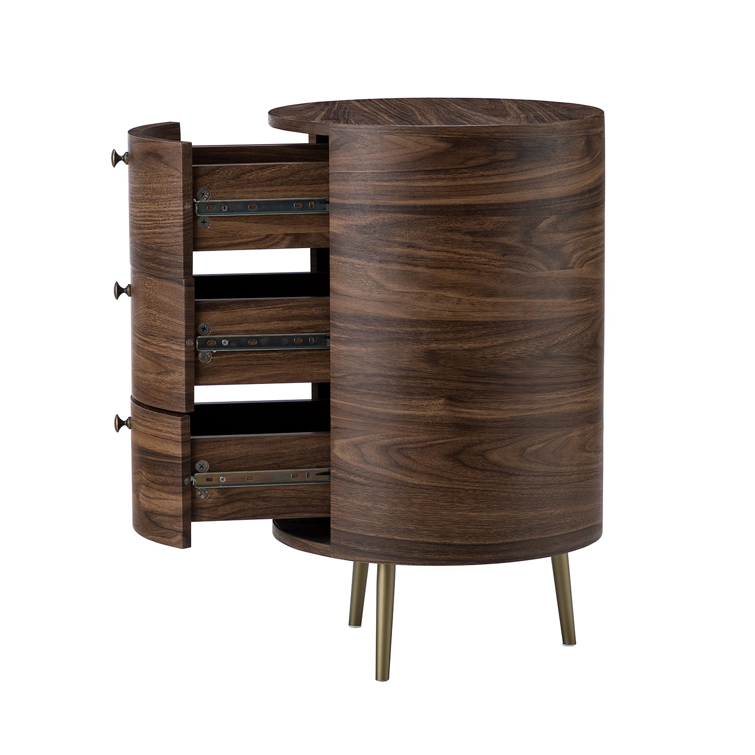 Etta Drum 3 - Drawer End Table in Walnut