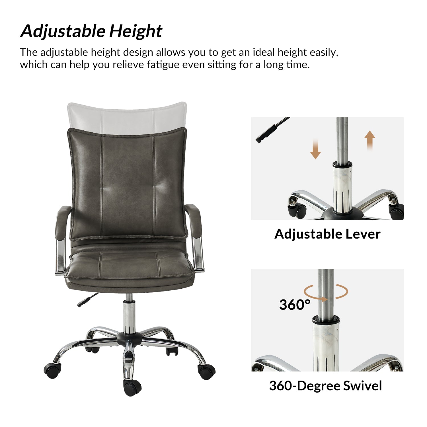 Leather Task Chair in Grey