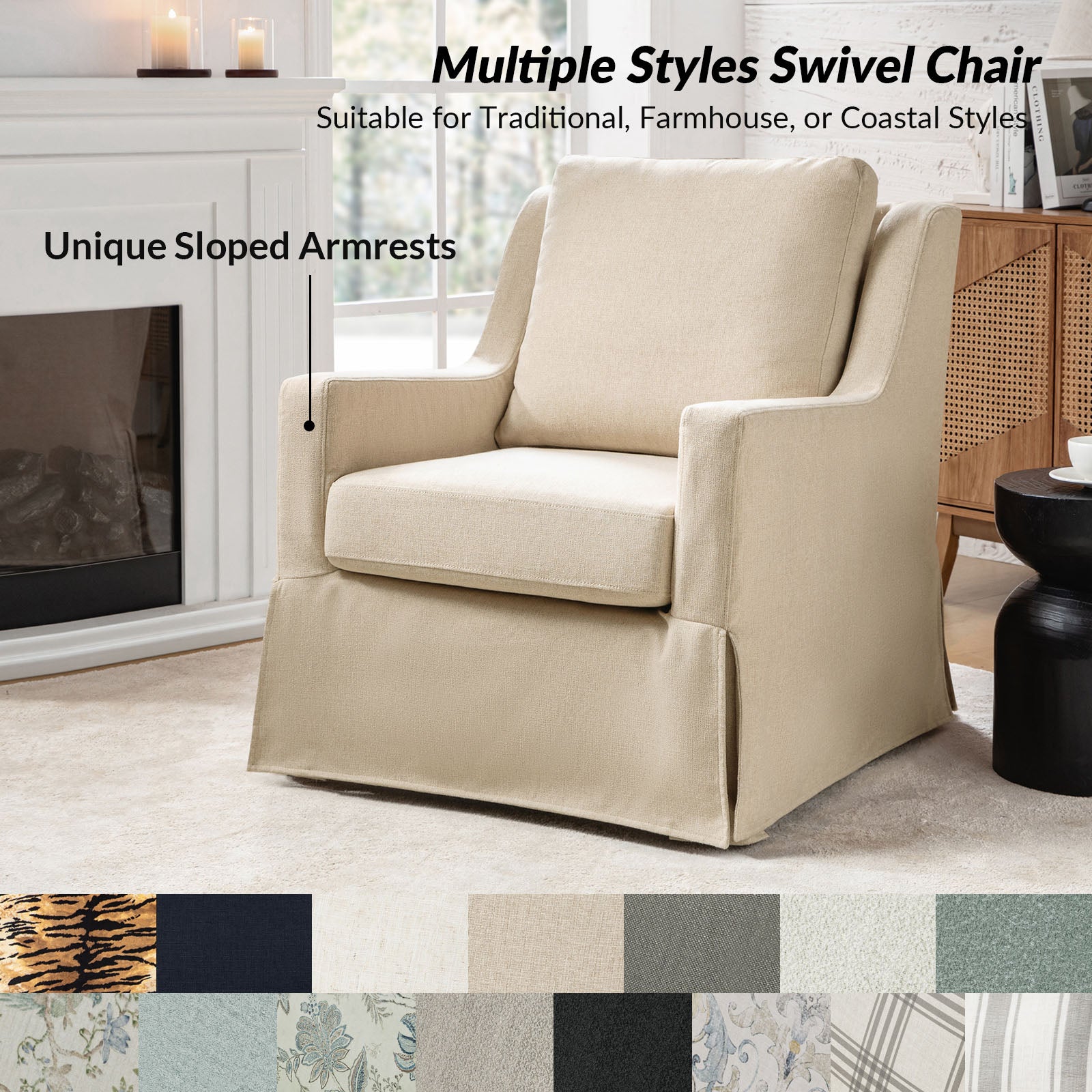 Stan Swivel Chair in Linen