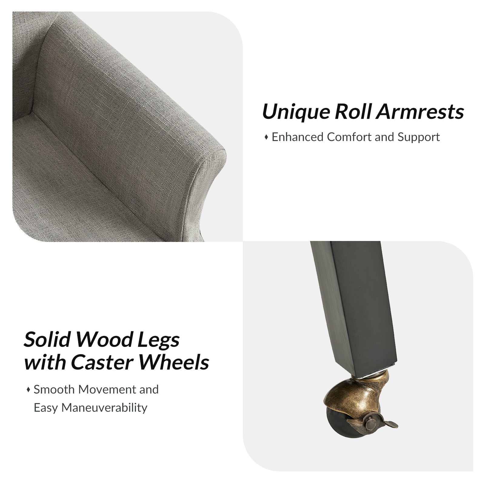 Kanrad Slipcover Dining Chair with Casters in Grey