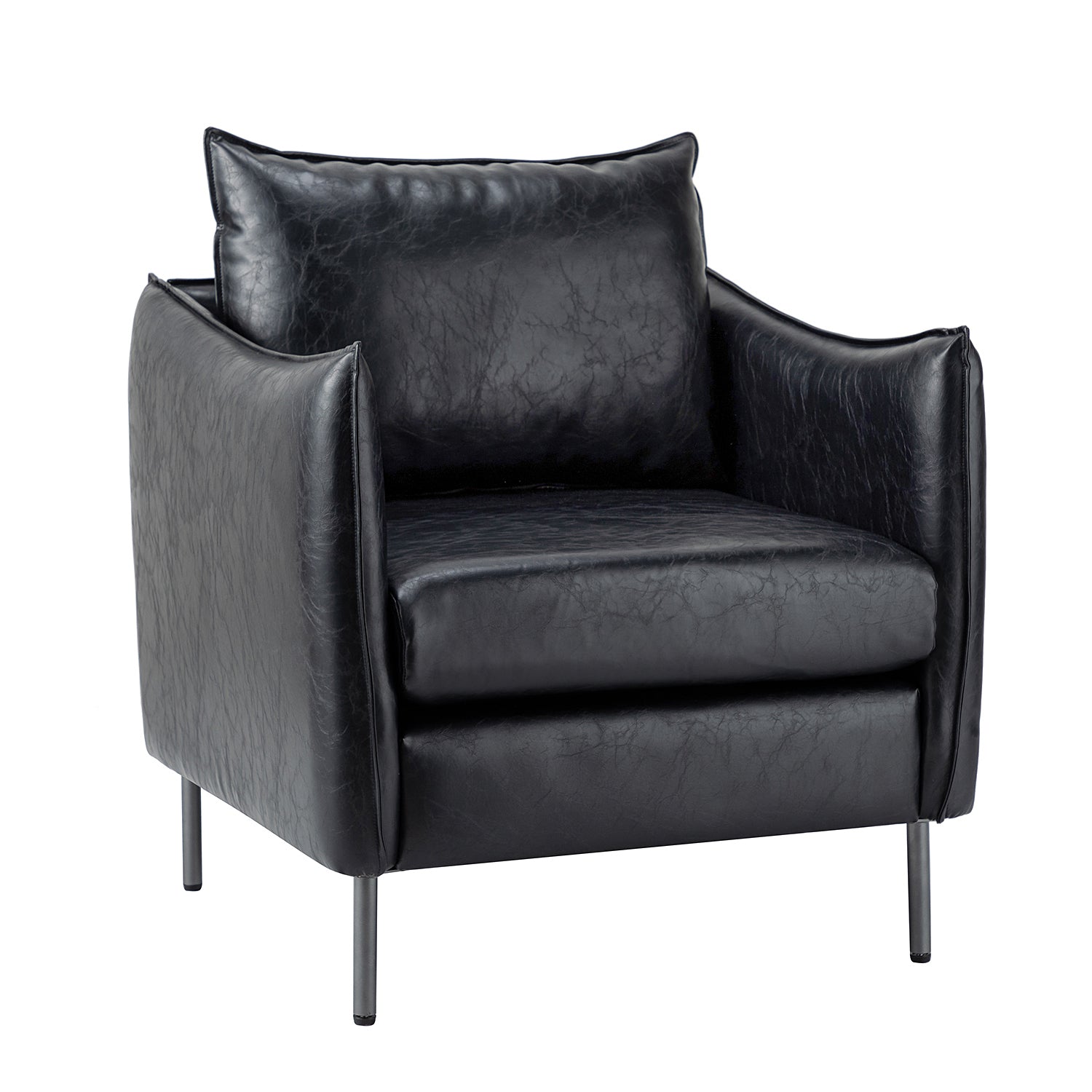 Georges Vegan Leather Armchair in Black