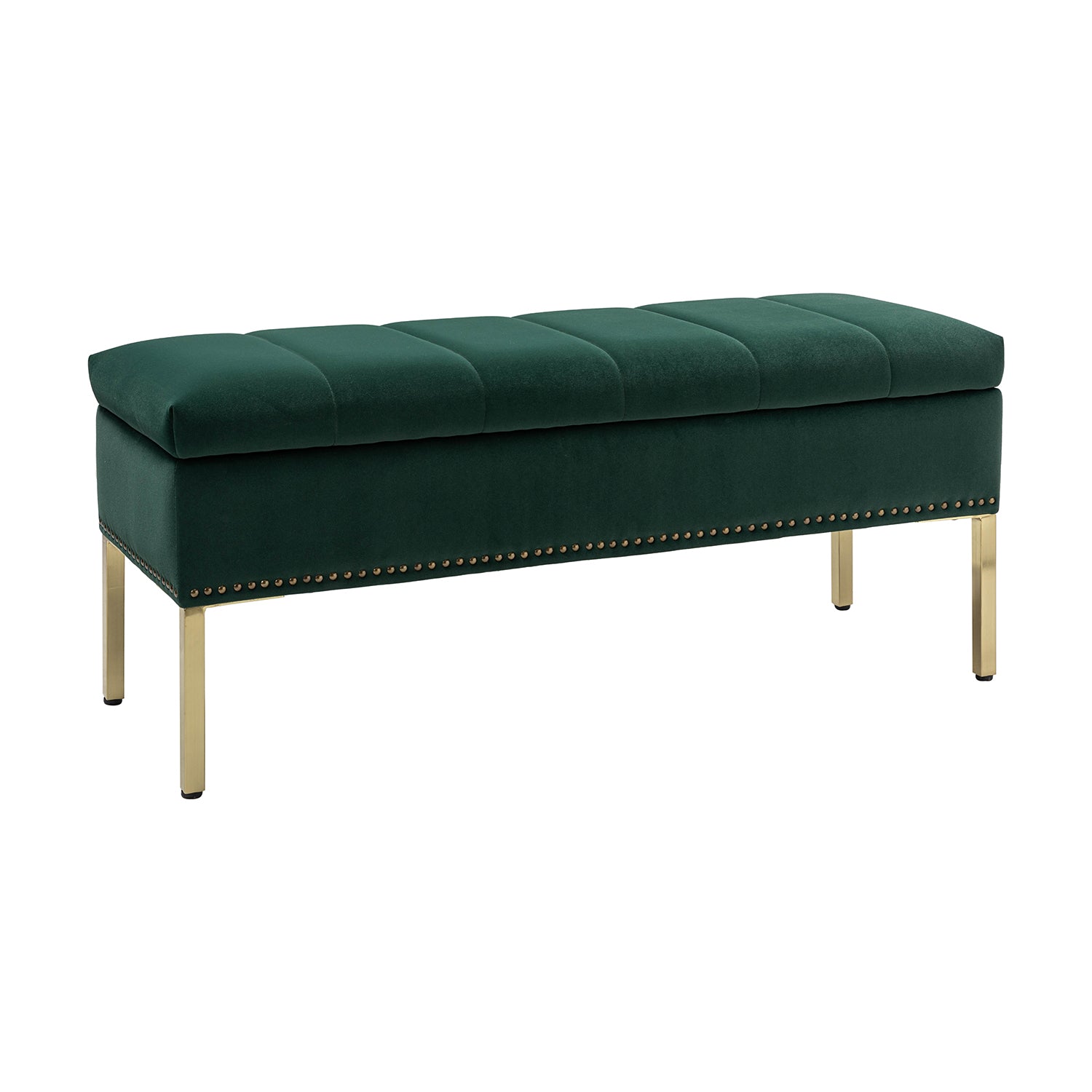 Fabio Upholstered Flip Top Storage Bench in Green
