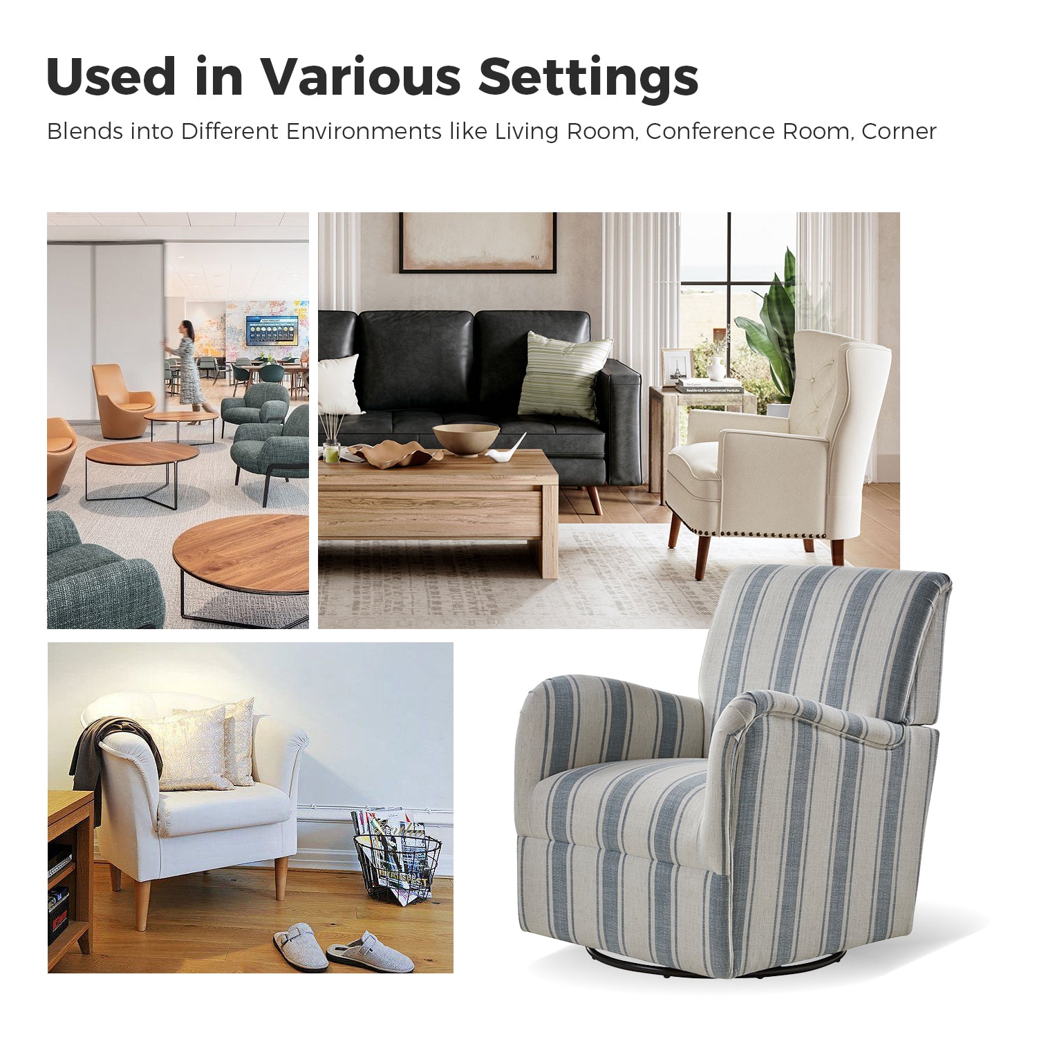 Alice Swivel Armchair in Blue