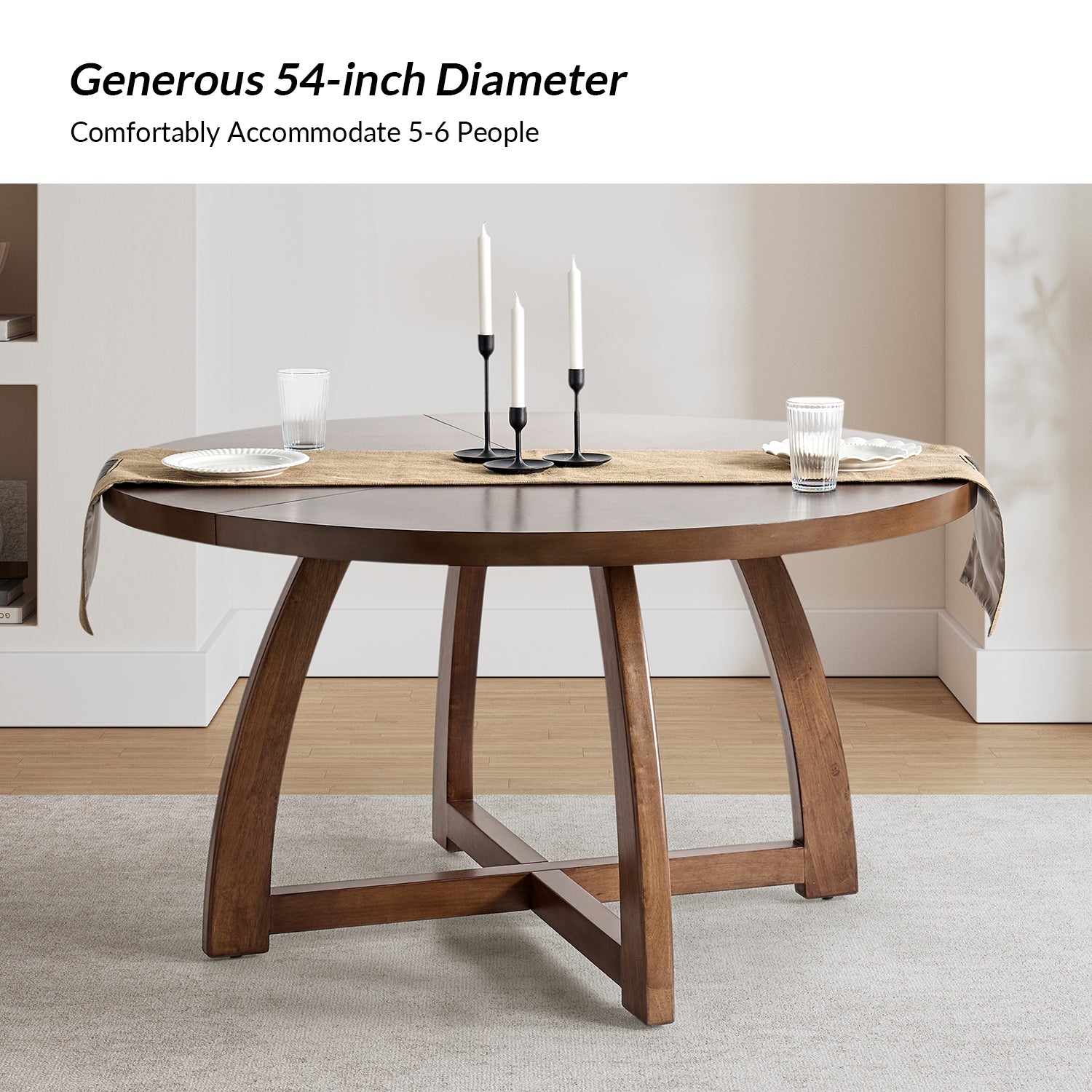 Miranda Solid Wood Round Dining Table in Walnut