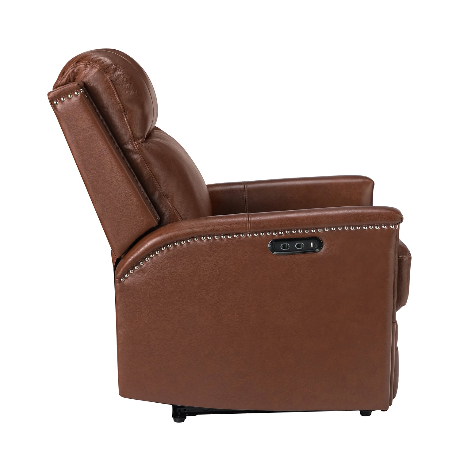 Heinrich Genuine Leather Power Recliner in Brown