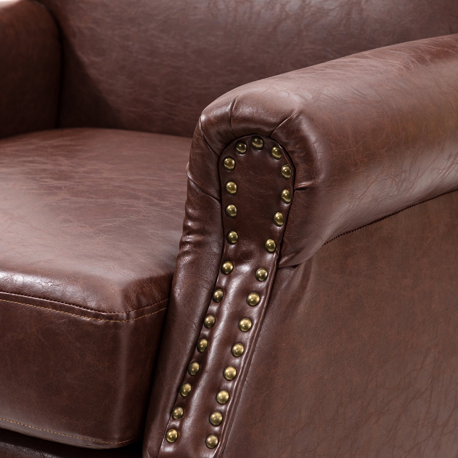Lucas Vegan Leather Armchair in Brown