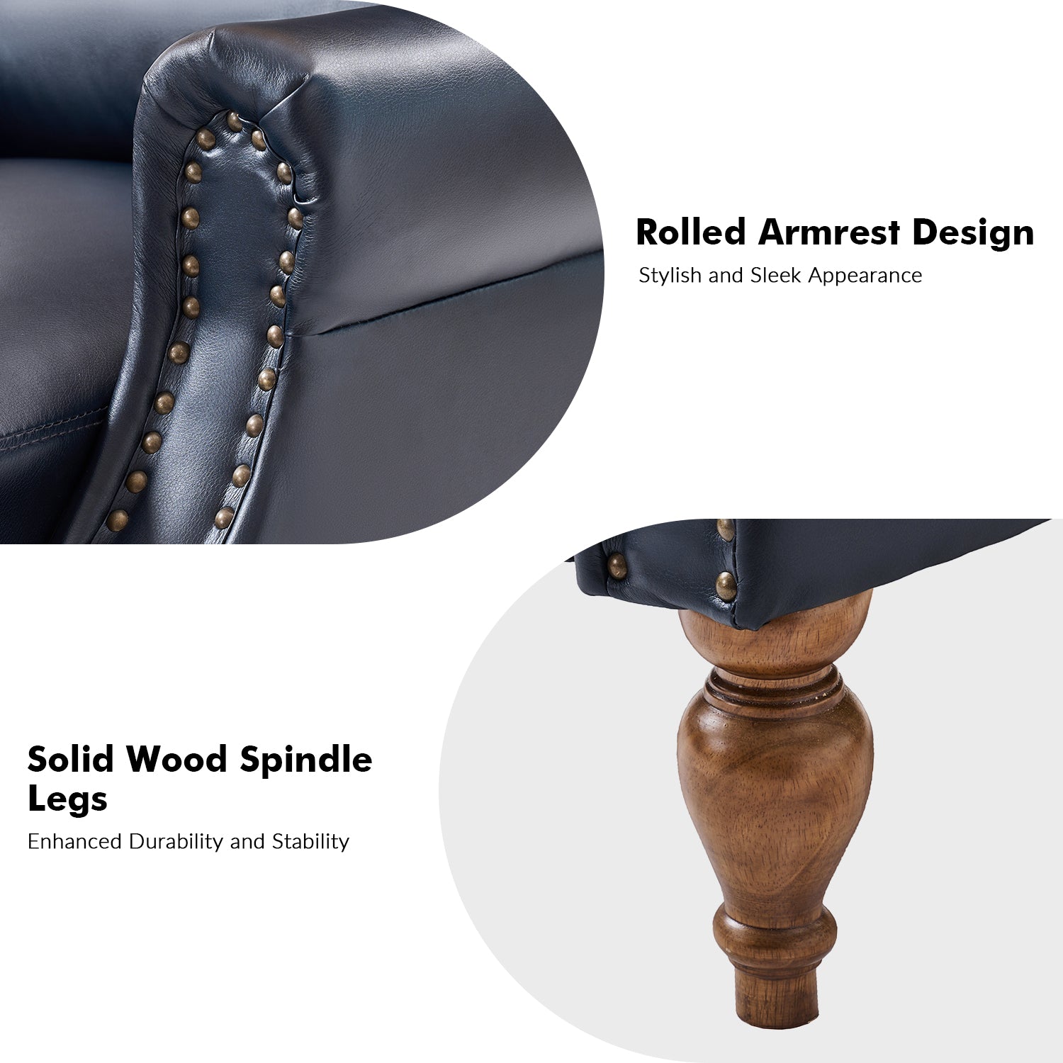 Rosalie Vegan Leather Manual Recliner in Navy