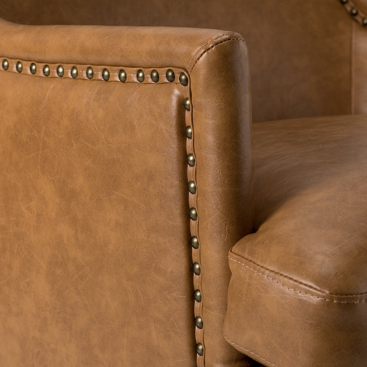 Laurenz Vegan Leather Armchair in Camel