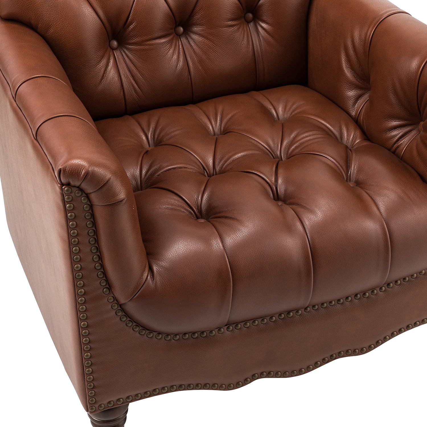 Elijah Genuine Leather Armchair in Brown