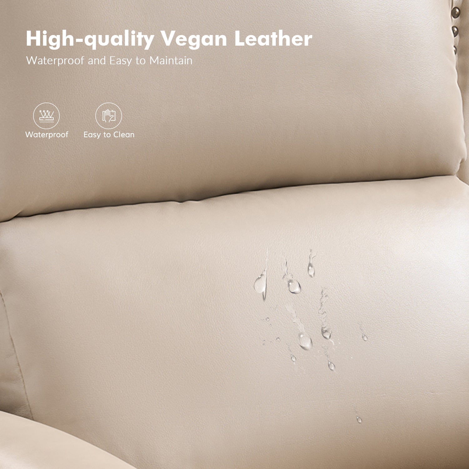 Rosalie Vegan Leather Manual Recliner in Beige