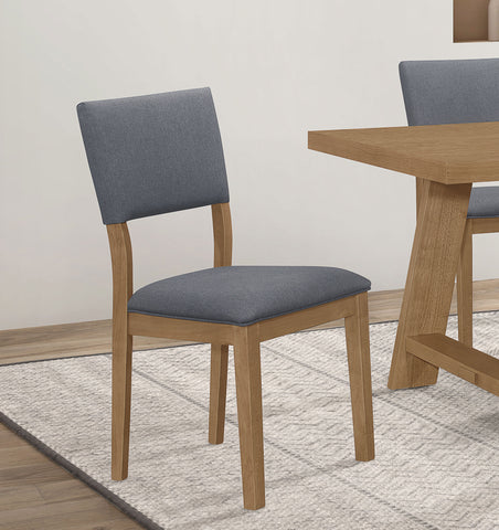 Sharon Open Back Padded Upholstered Dining Side Chair Blue and Brown (Set of 2) image