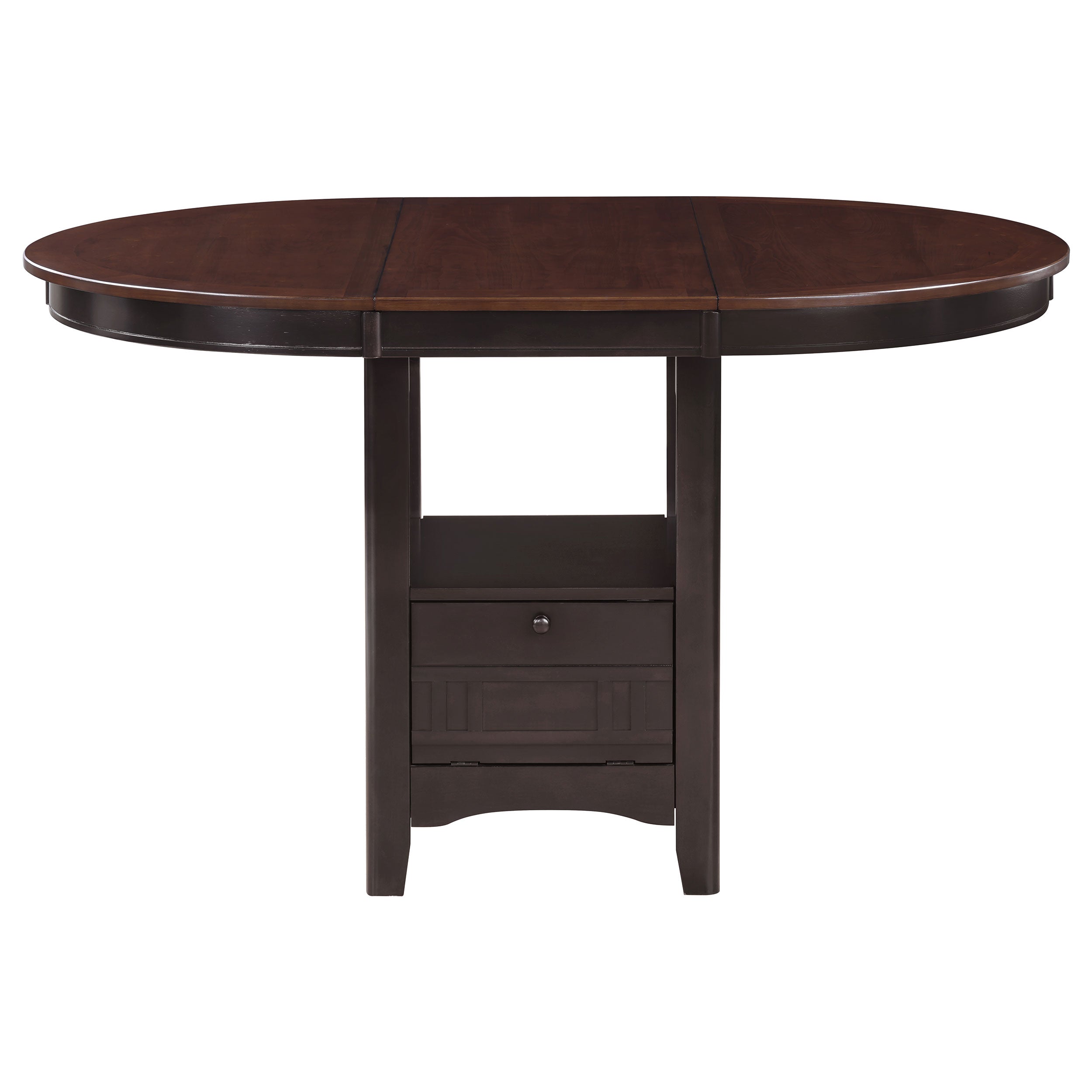 Lavon Oval Counter Height Table Light Chestnut and Espresso