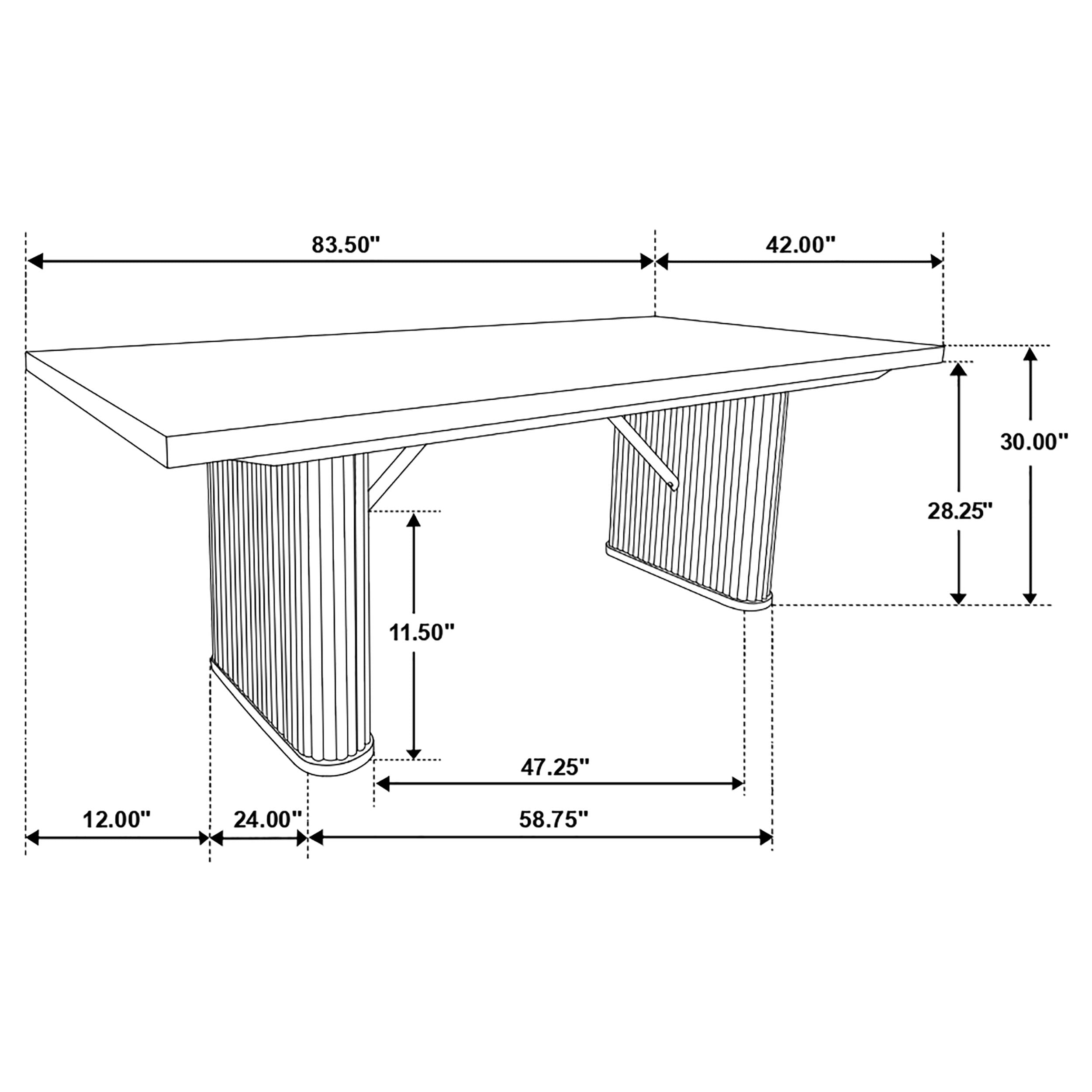 Catherine Rectangular Double Pedestal Dining Table Black