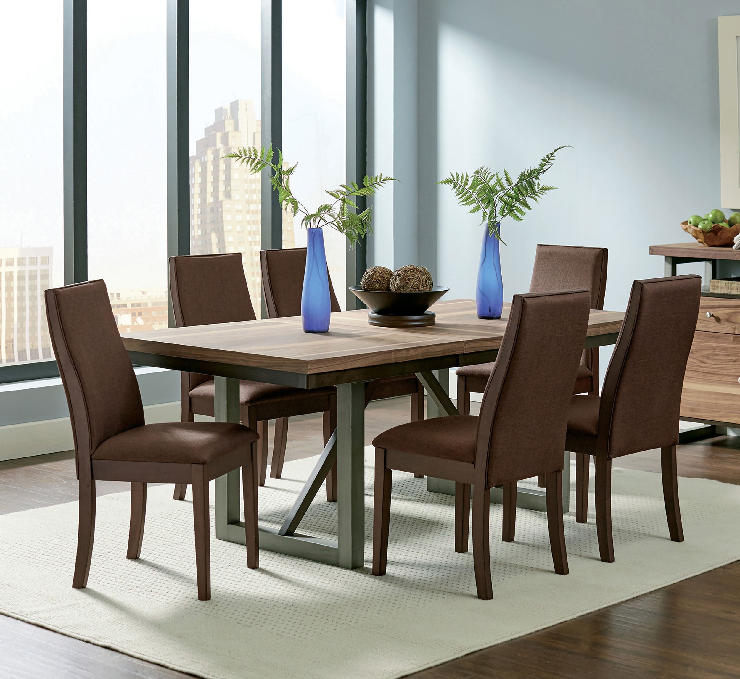 Spring Creek  Dining Room Set Natural Walnut and Chocolate Brown