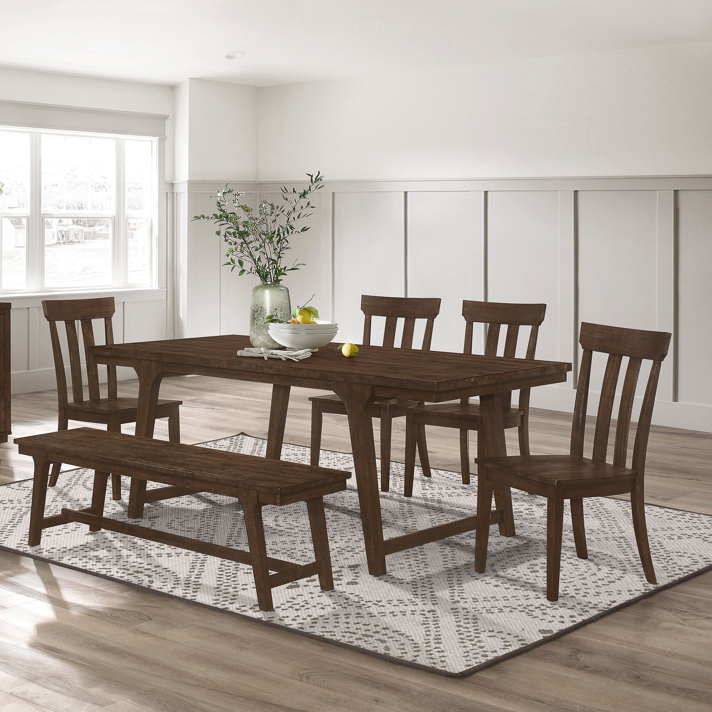 Reynolds  Rectangular Dining Table Set Brown Oak