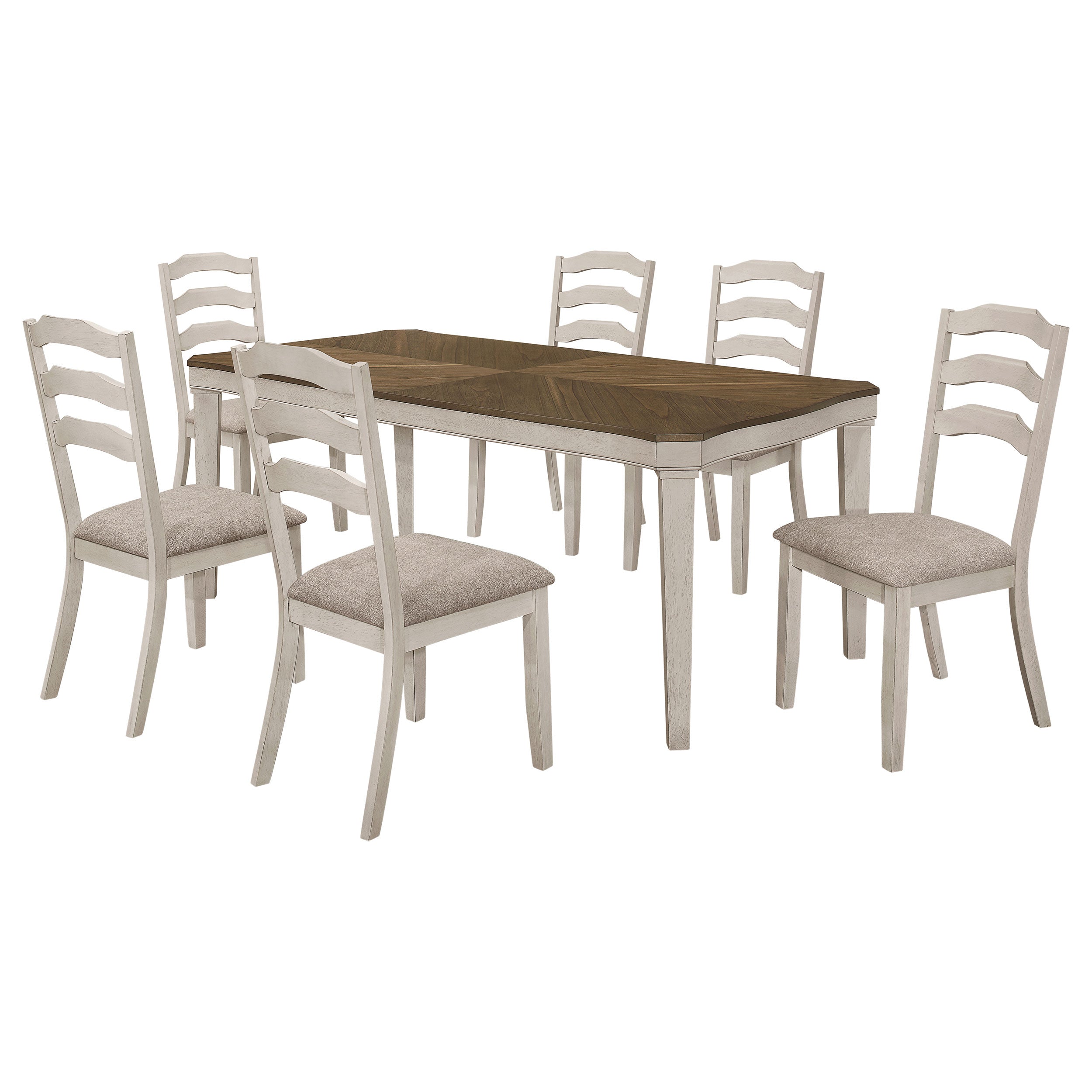 Ronnie  Starburst Dining Table Set Khaki and Rustic Cream