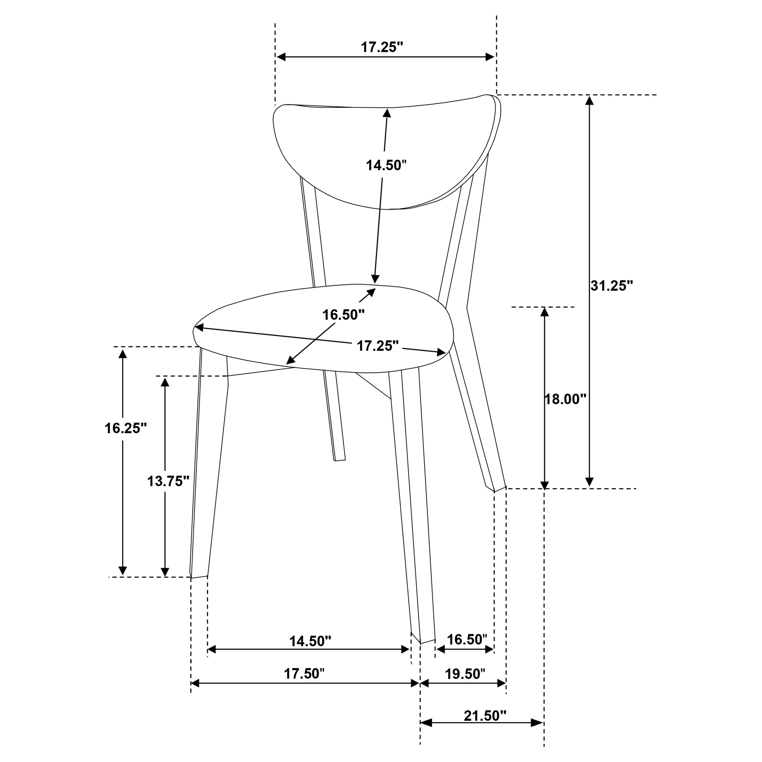 Elowen Dining Side Chair Light Walnut and Brown (Set of 2)