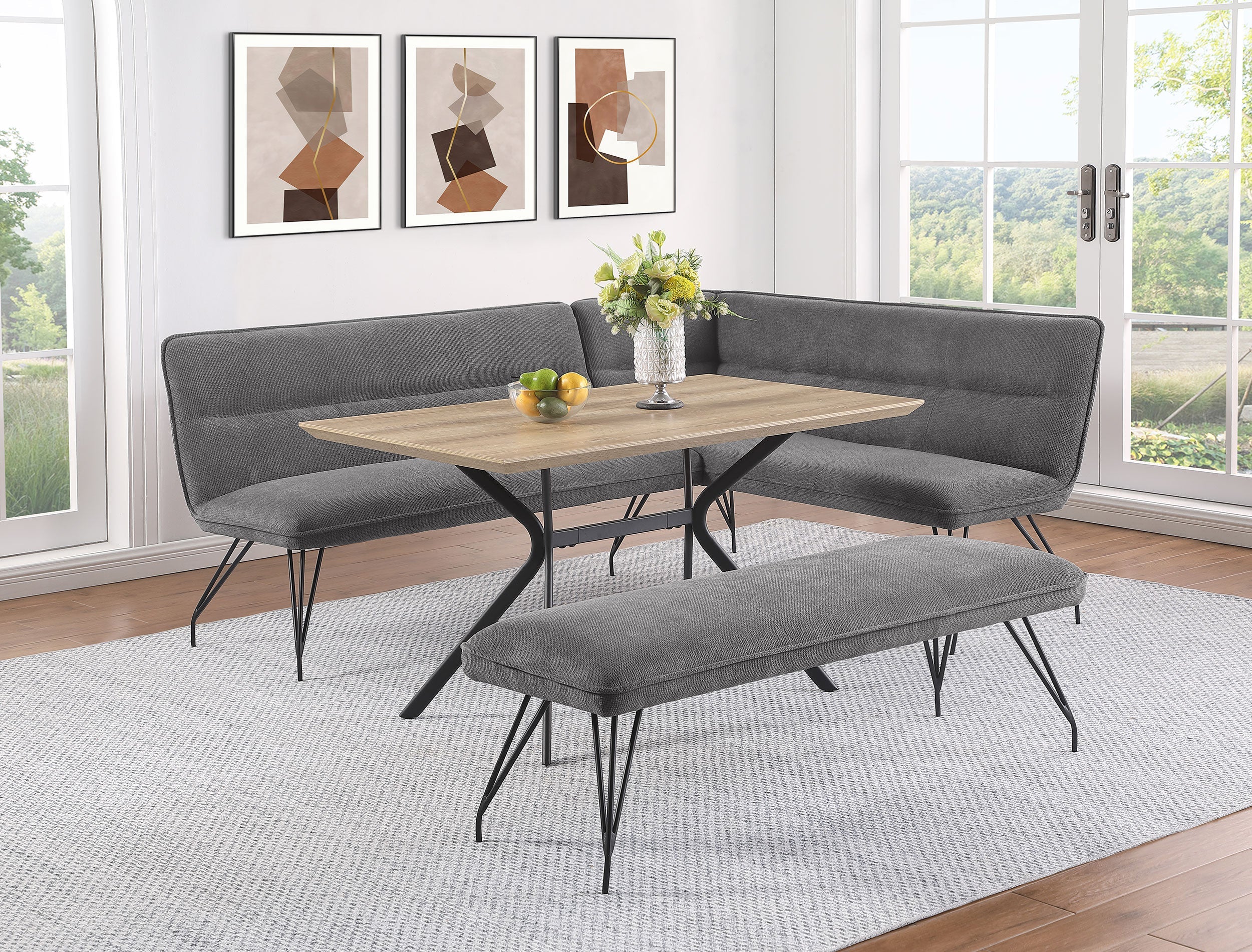Dodson Fabric Upholstered L-Shaped Nook Dining Bench