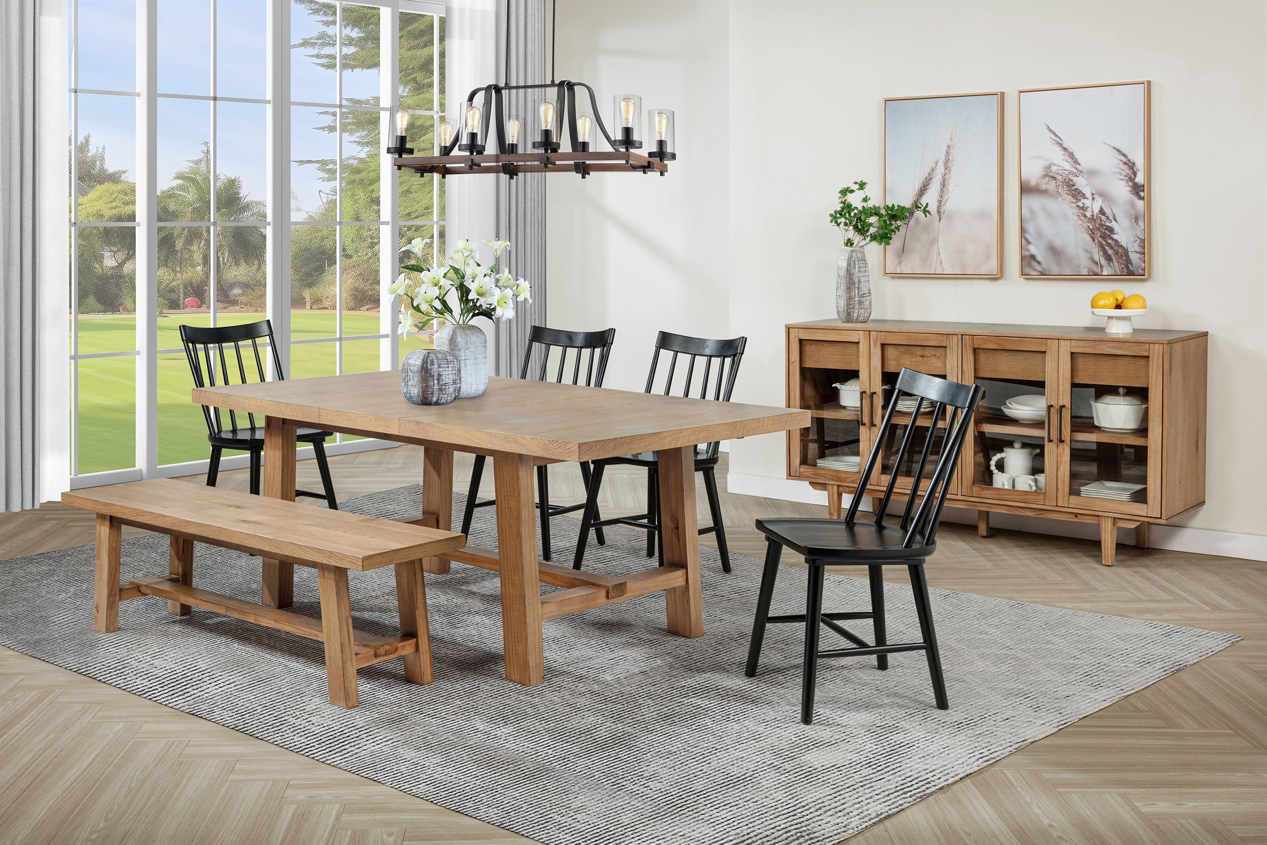 Middleton  Extension Leaf Dining Set Brown and Black