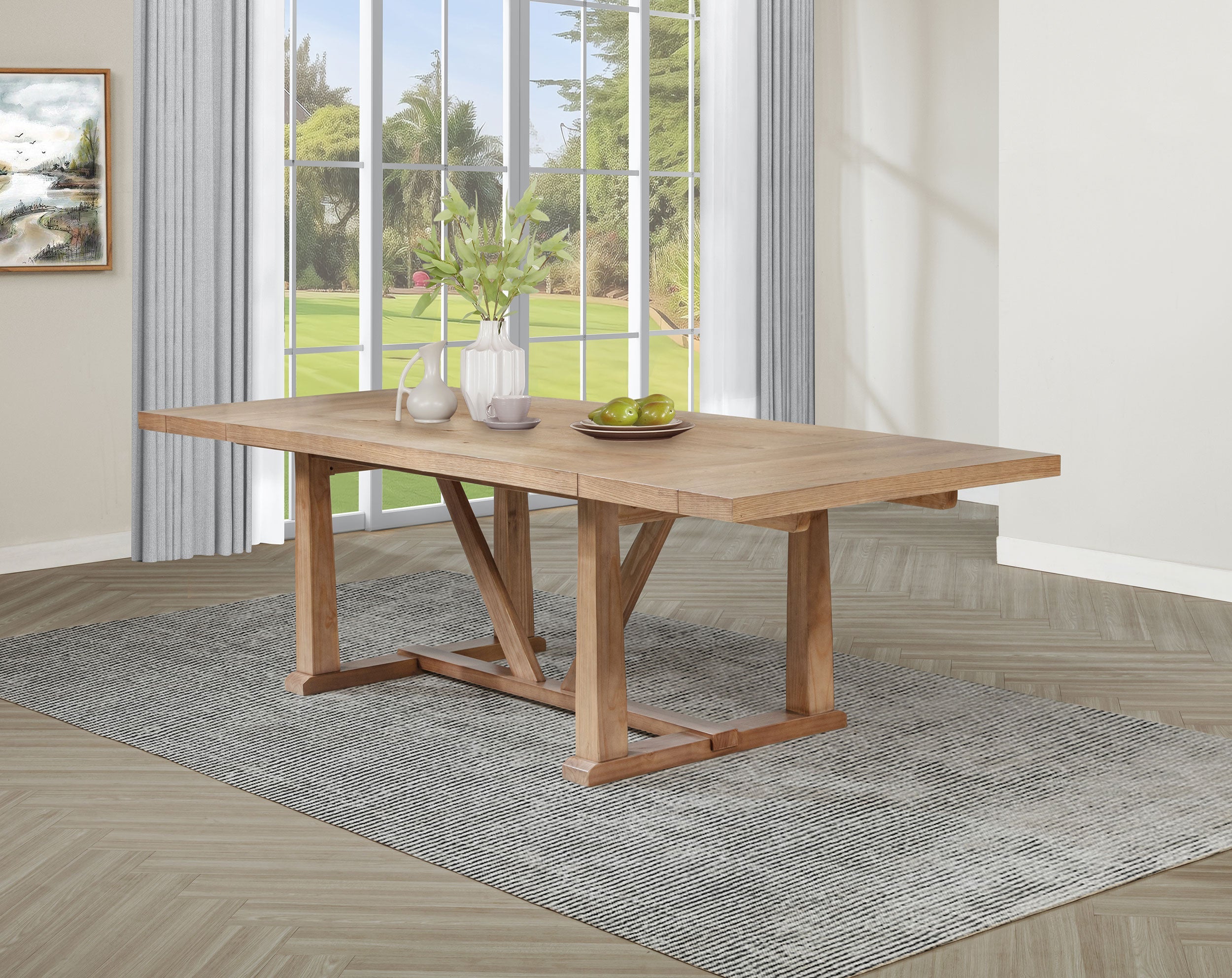 Middleton 106-inch Extension Leaf Dining Table Natural Brown