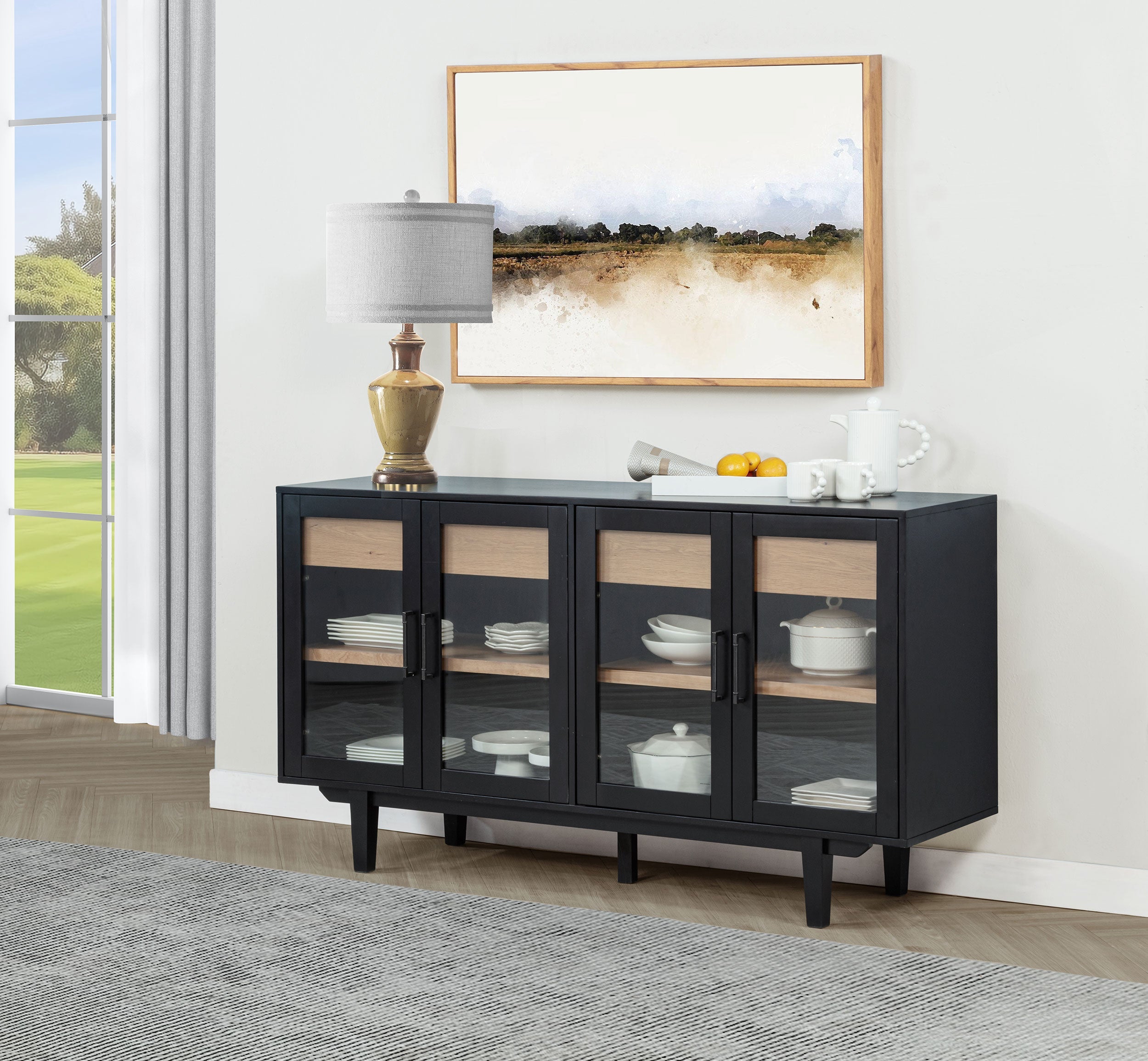 Middleton 4-door Sideboard Server with Dual Drawers Black