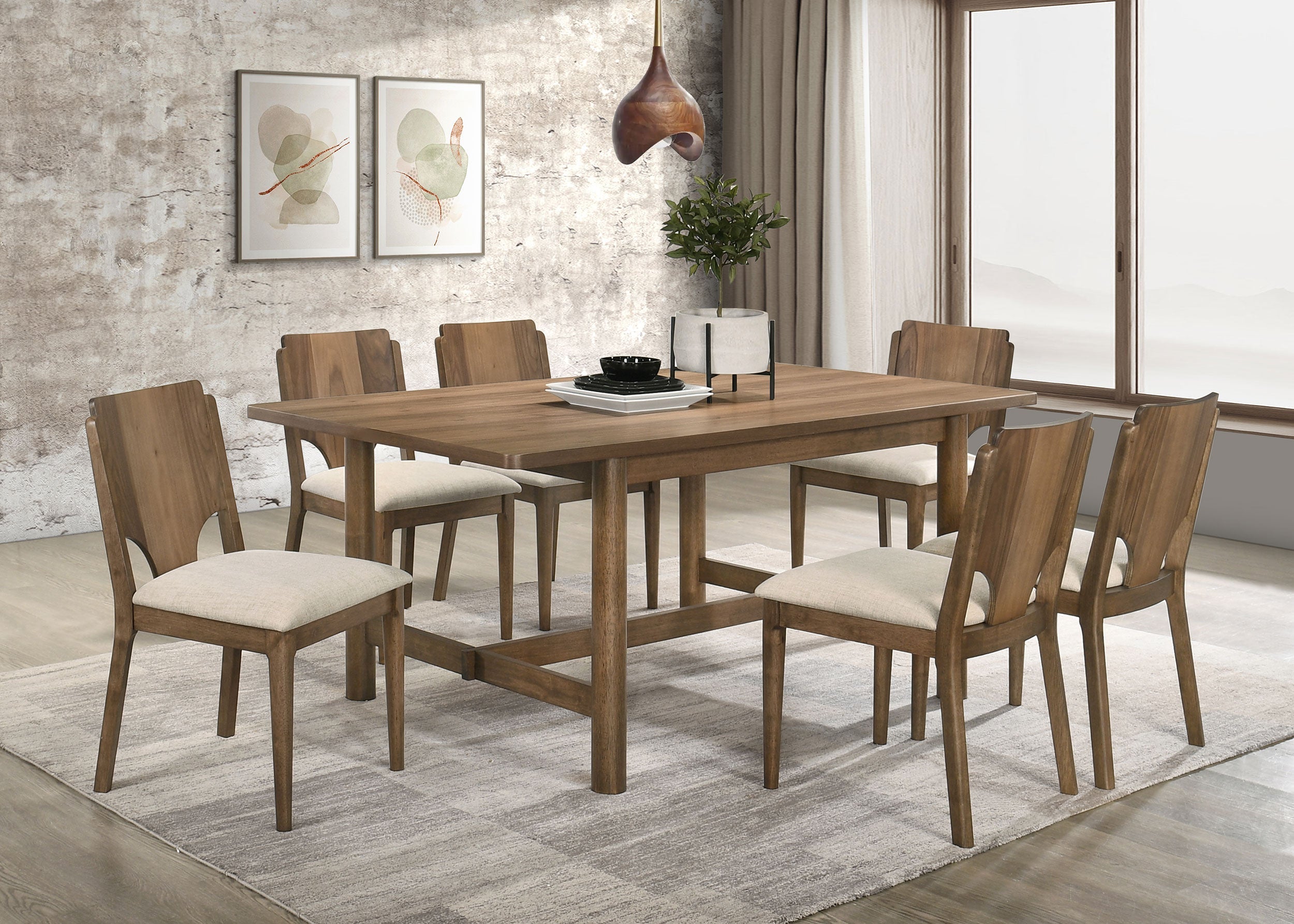 Crestmore 5-piece 71-inch Rectangular Dining Table Set Walnut